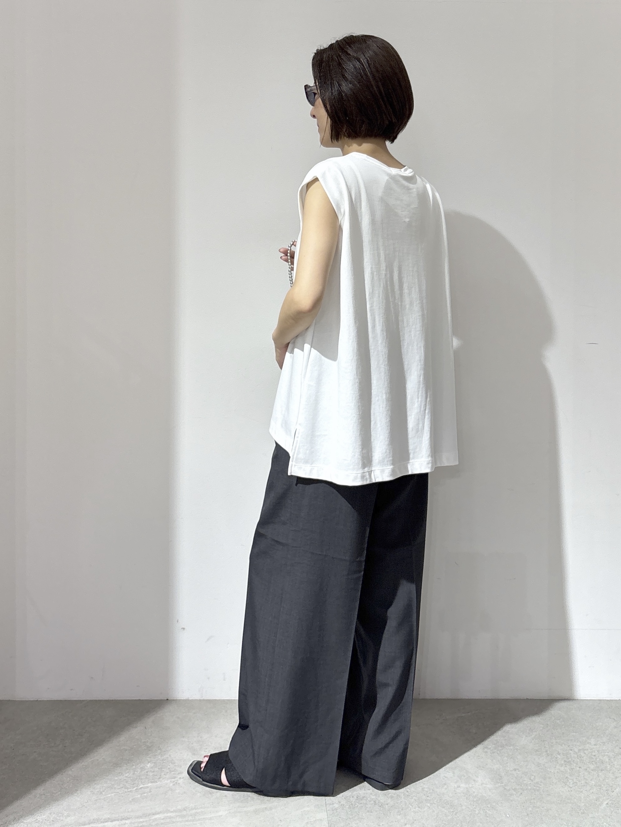 NAKAさんの「OPAQUE.CLIP｜【UV／接触冷感】スーパーアイス ノースリーブカットソー《洗濯機OK》」を使ったコーディネート