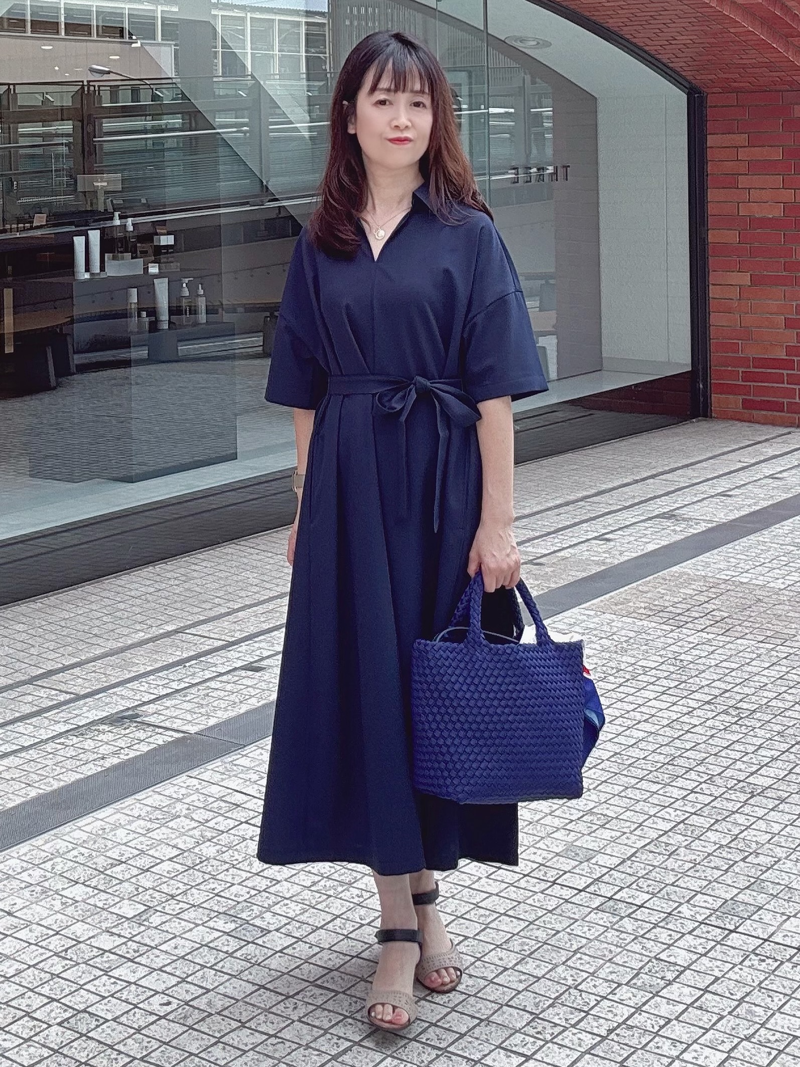 makiさんの「UNTITLED｜【初秋も活躍/UVカット/接触冷感】エアリークールワンピース」を使ったコーディネート