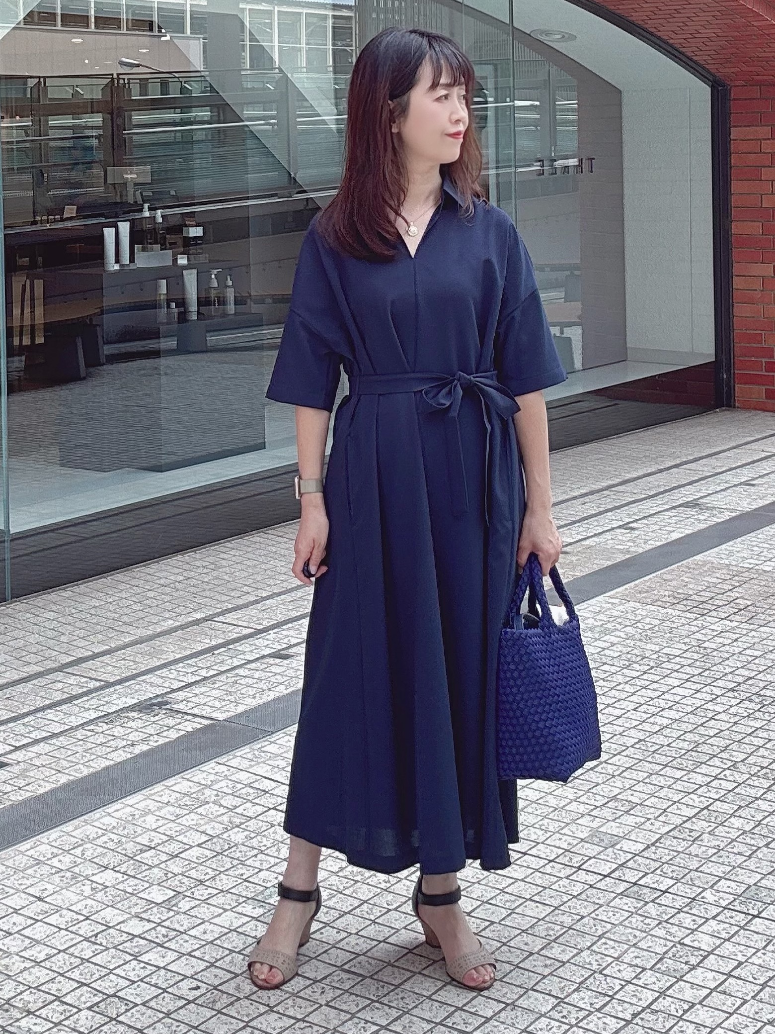 makiさんの「UNTITLED｜【初秋も活躍/UVカット/接触冷感】エアリークールワンピース」を使ったコーディネート
