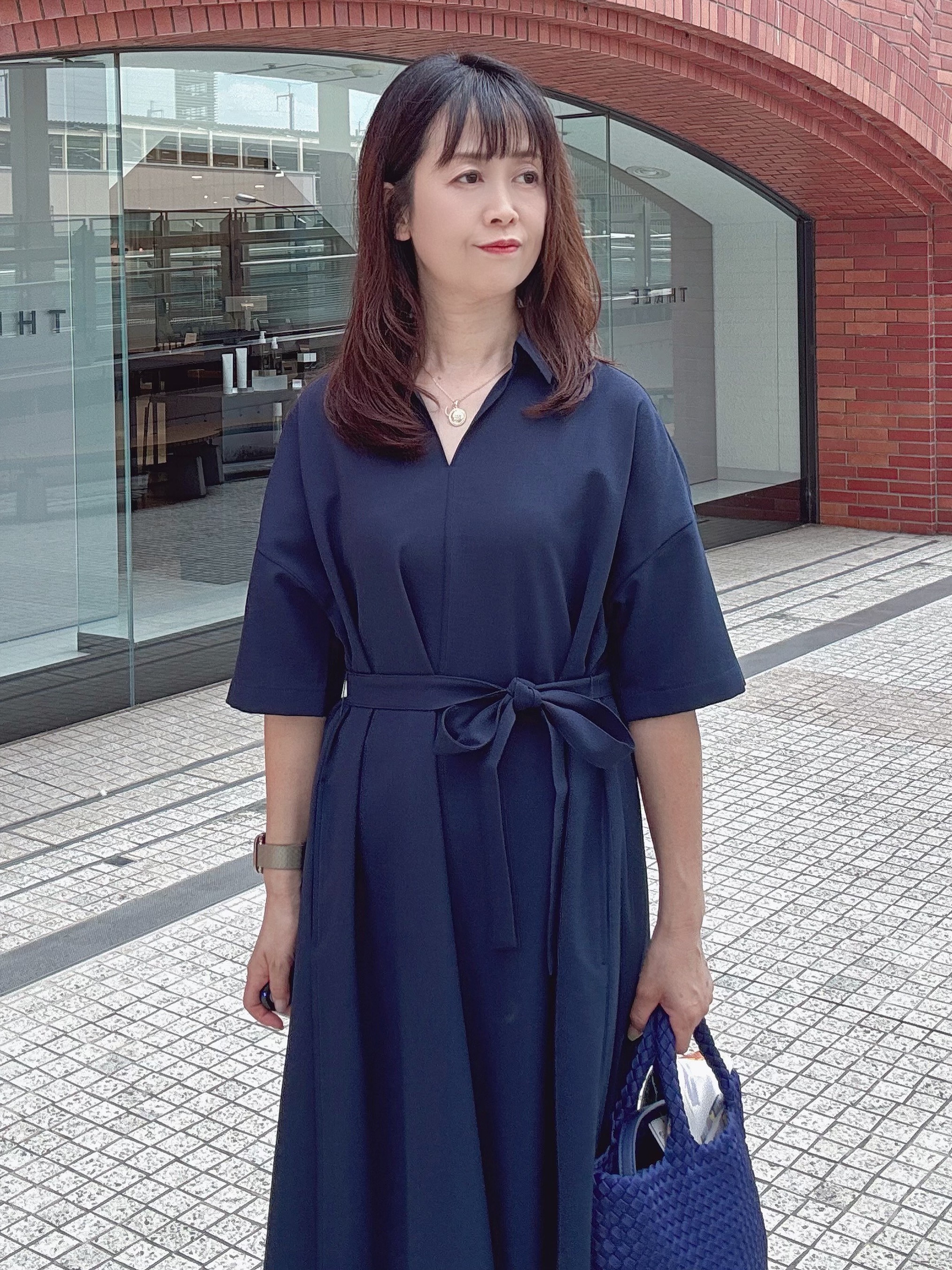 makiさんの「UNTITLED｜【初秋も活躍/UVカット/接触冷感】エアリークールワンピース」を使ったコーディネート