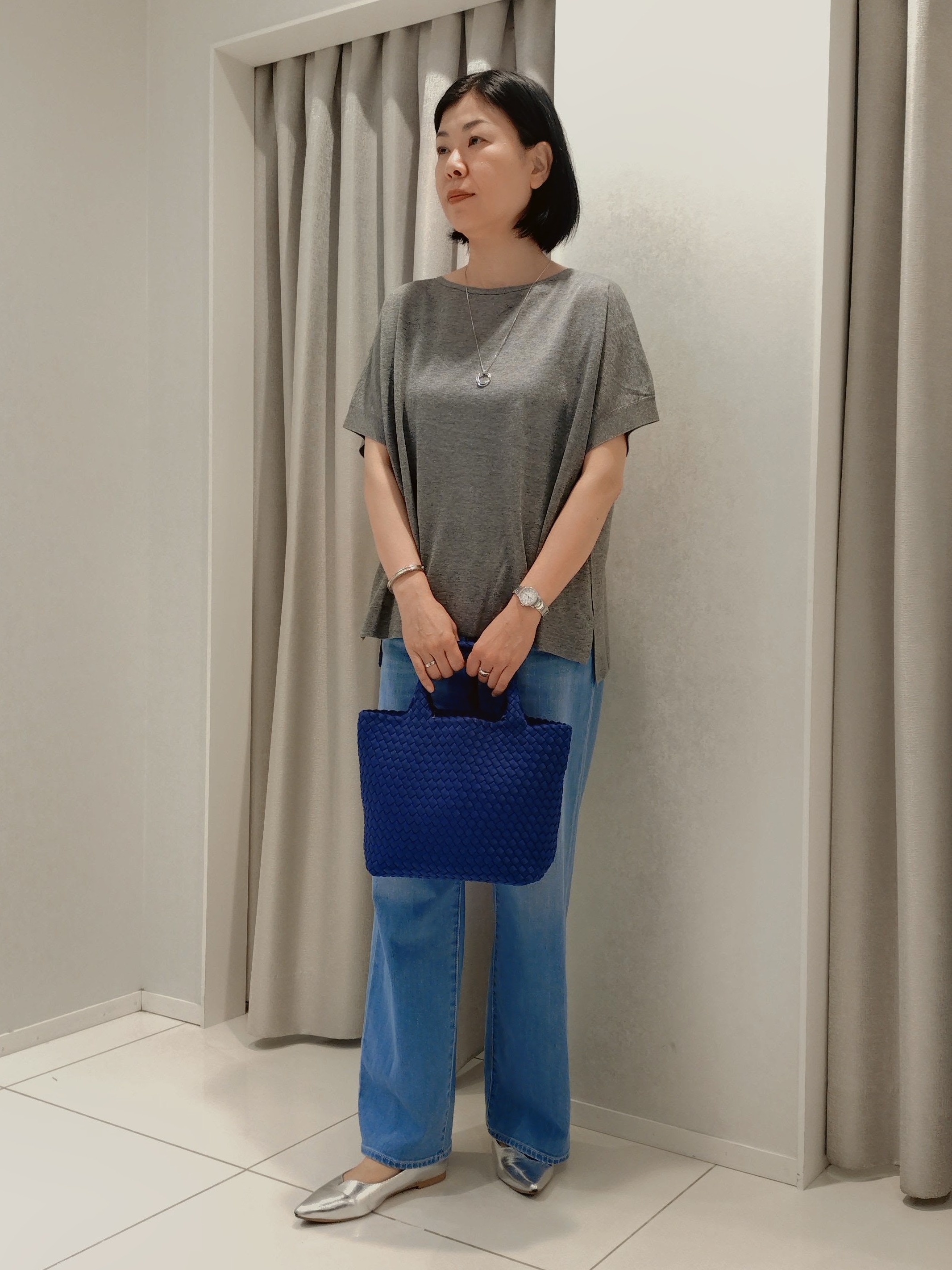 WATAさんの「UNTITLED｜【アンサンブル可/品のある透け感】Tシャツ風ニットトップス」を使ったコーディネート