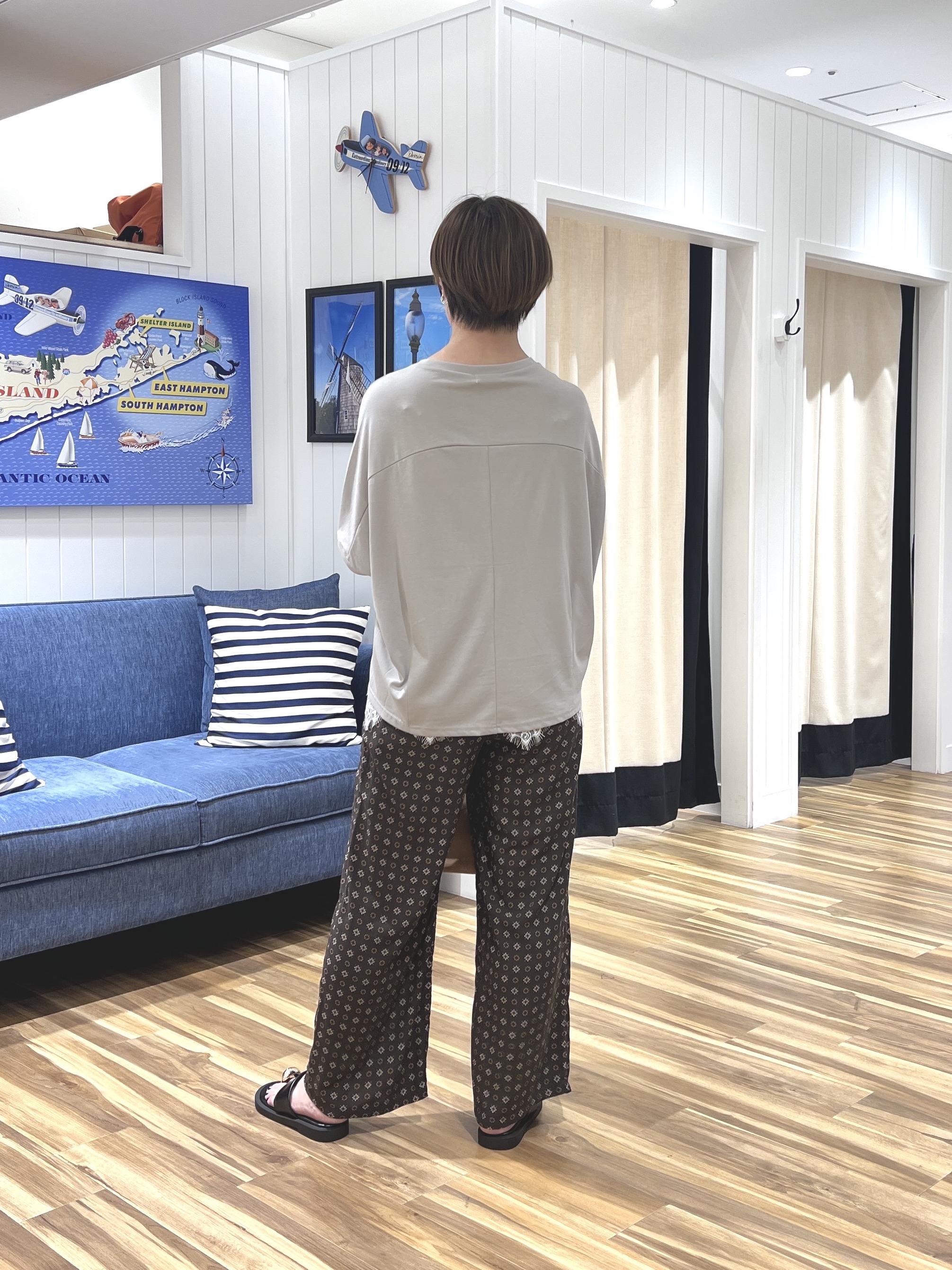 haruさんの「Dessin｜【セットアップ可】小紋柄プリント イージーワイドパンツ」を使ったコーディネート