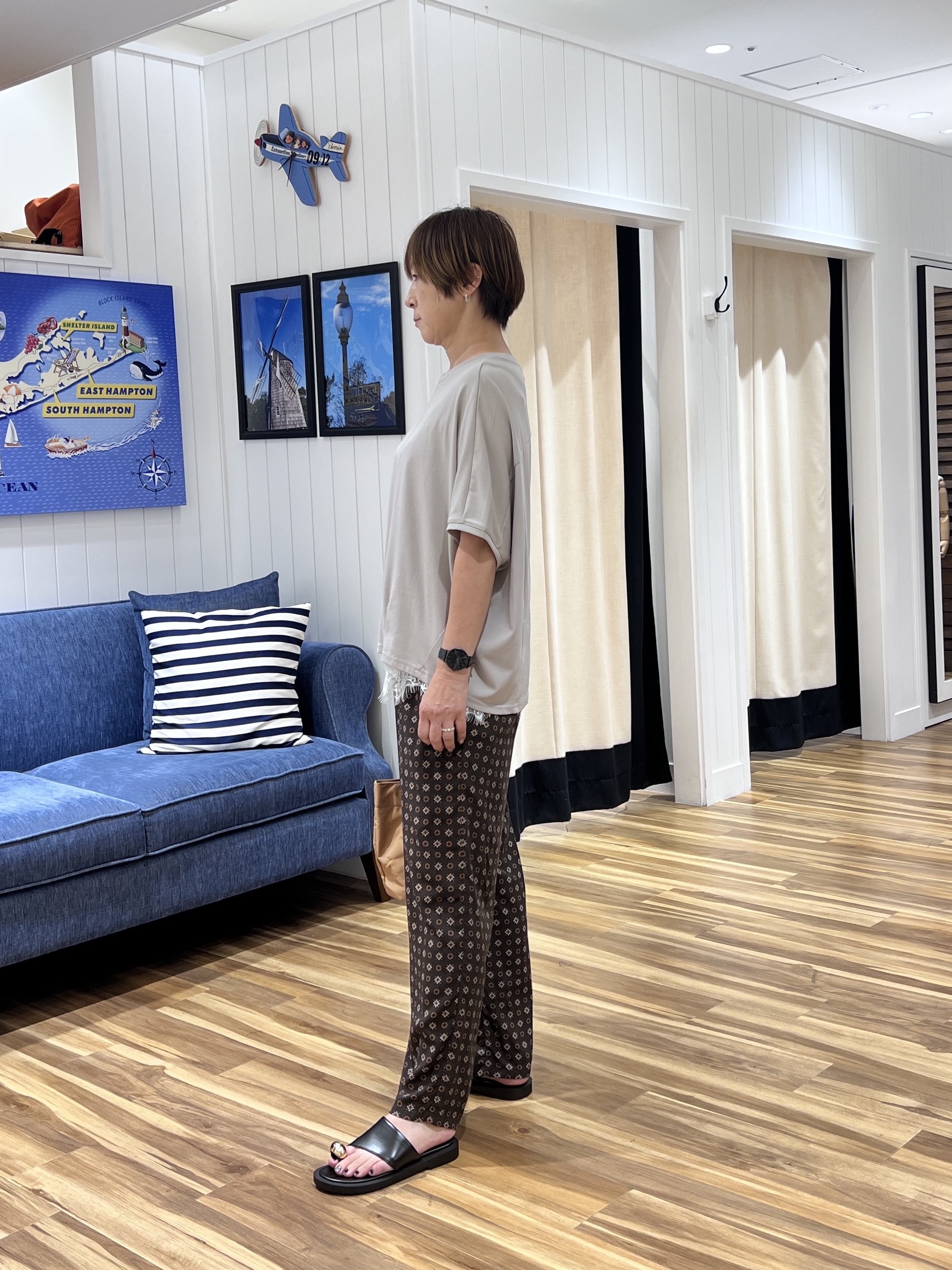 haruさんの「Dessin｜【セットアップ可】小紋柄プリント イージーワイドパンツ」を使ったコーディネート