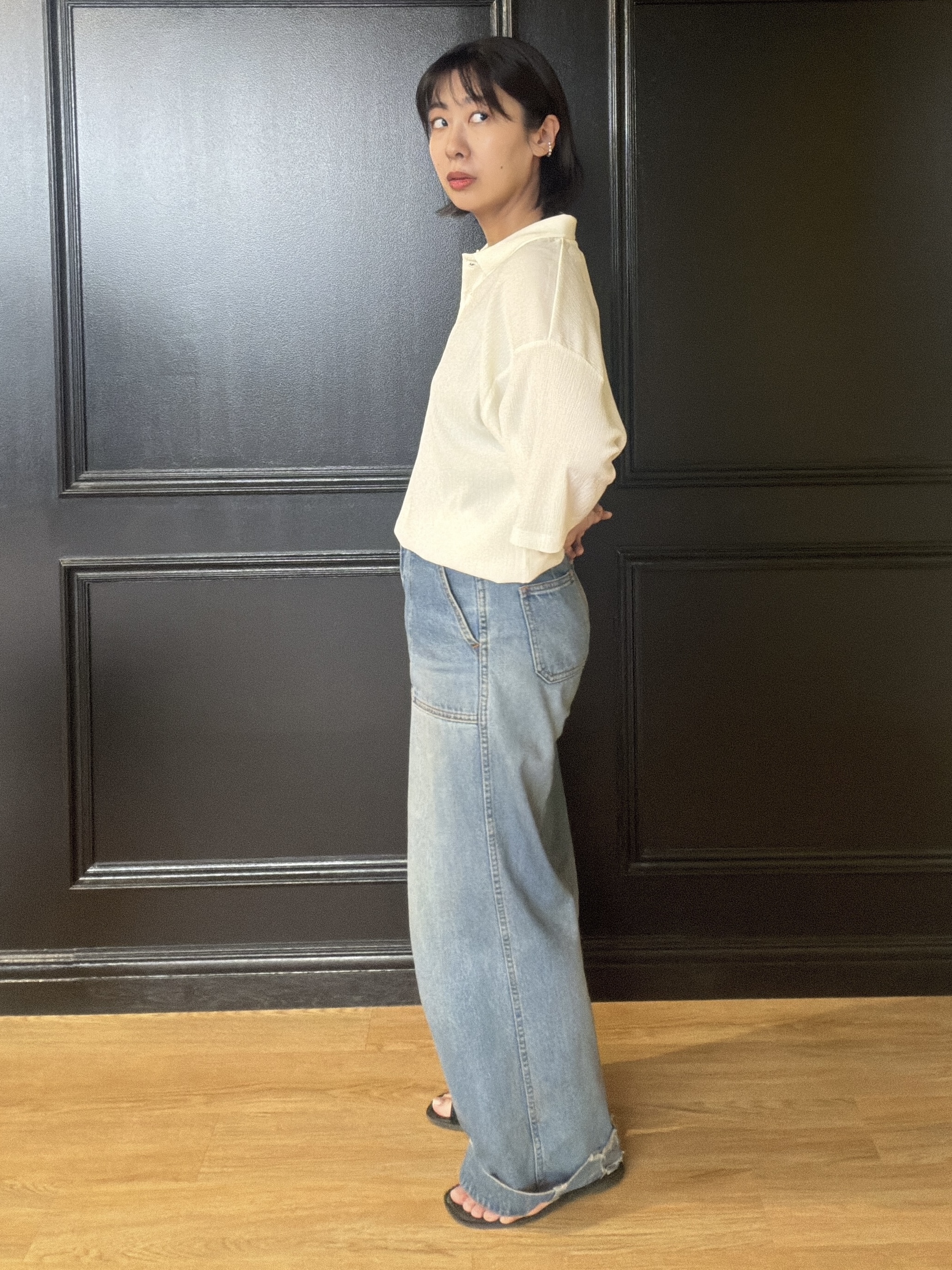 abeさんの「tk.TAKEO KIKUCHI｜【セットアップ対応可／吸水速乾】セオ&alpha;（R）開襟シャツ」を使ったコーディネート