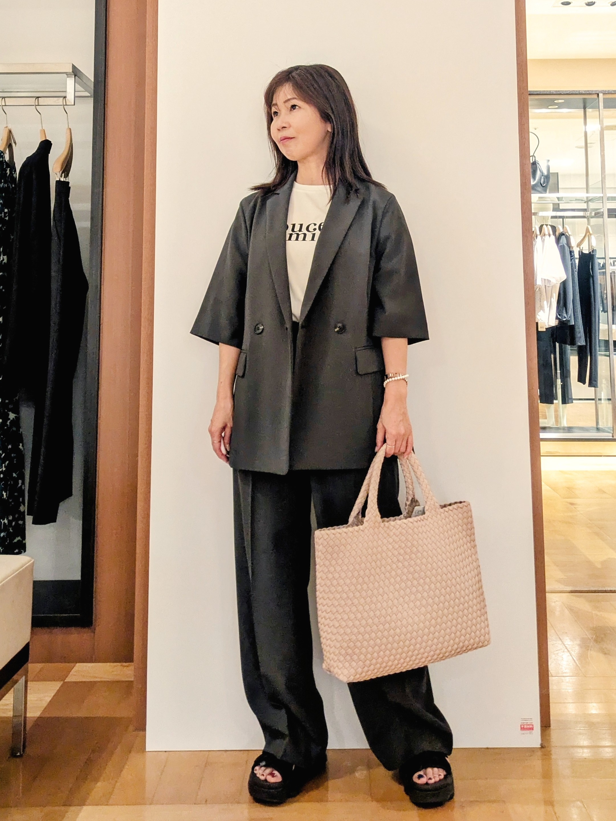 laverさんの「UNTITLED｜【秋めきシャツ/体型カバー】シアーチェックブラウス」を使ったコーディネート