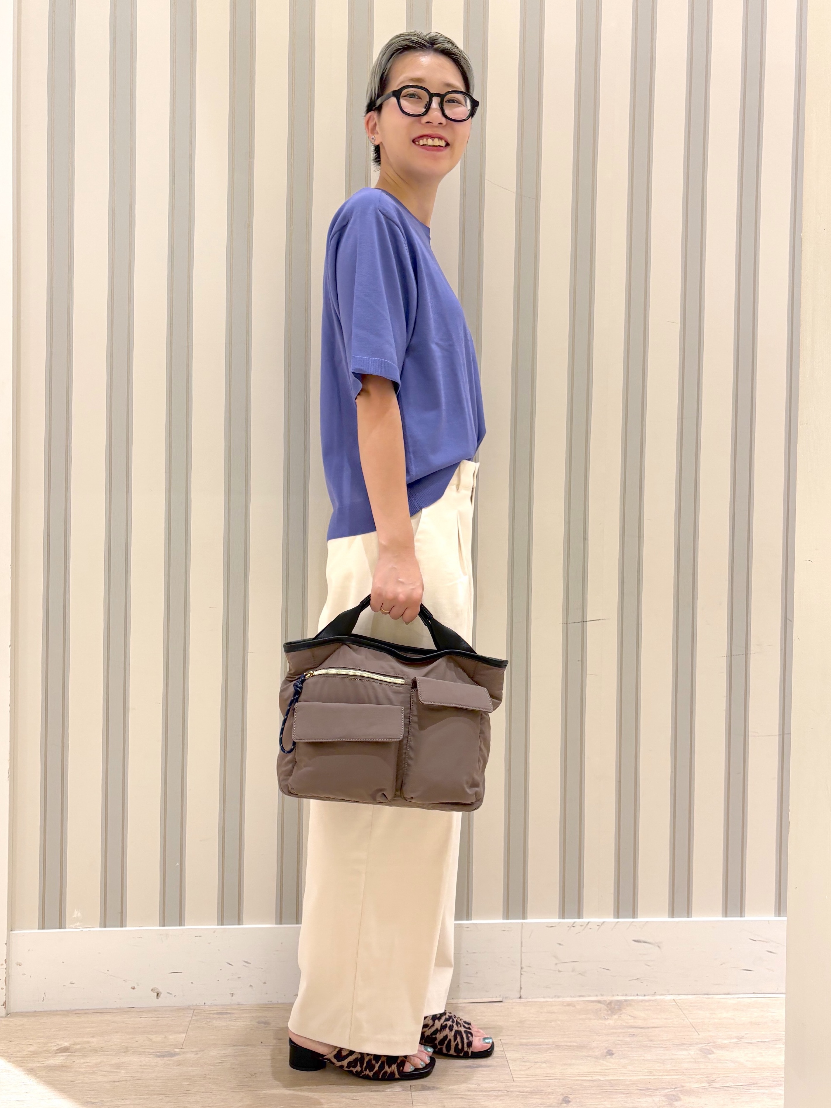  Ayumiさんの「grove｜【UVカット・洗濯機◎】Tシャツ感覚で着られるコットン混ニット」を使ったコーディネート