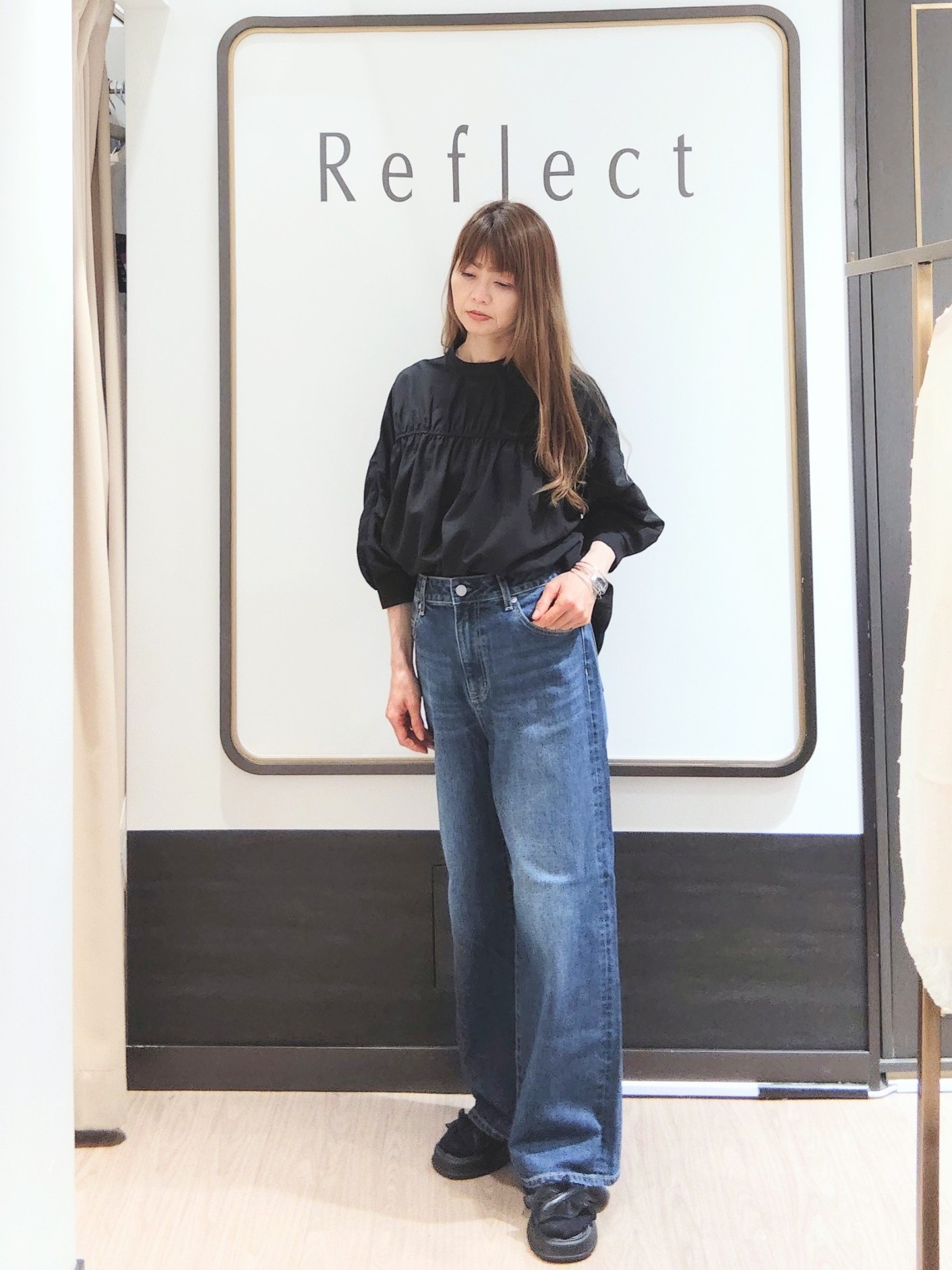 Chiiさんの「Reflect｜【手洗い可】プチハイネック ギャザーブラウス」を使ったコーディネート
