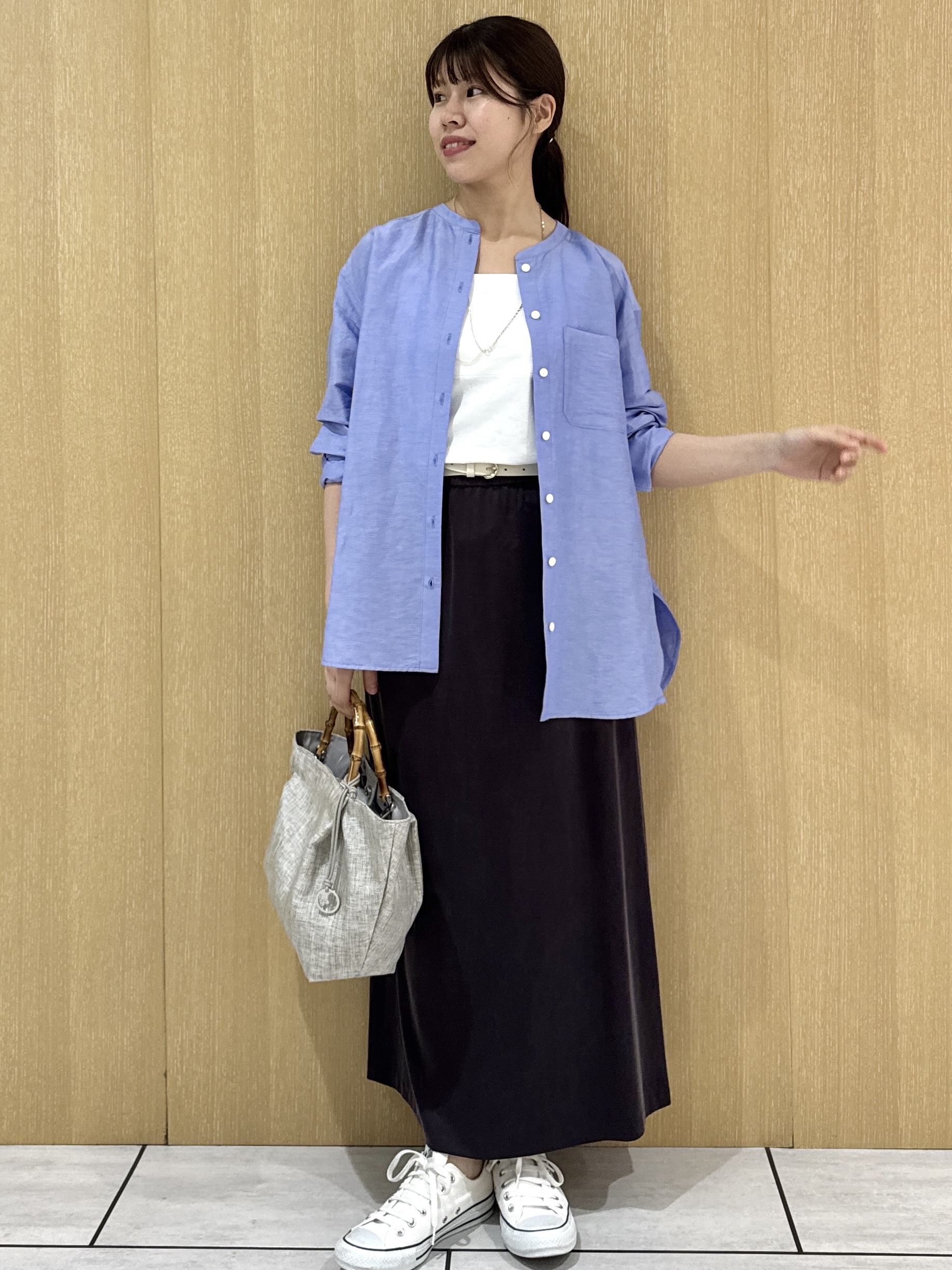 nanaさんの「UNTITLED｜◆【ゆったり/羽織り】リネンミックスバンドカラーシャツ」を使ったコーディネート