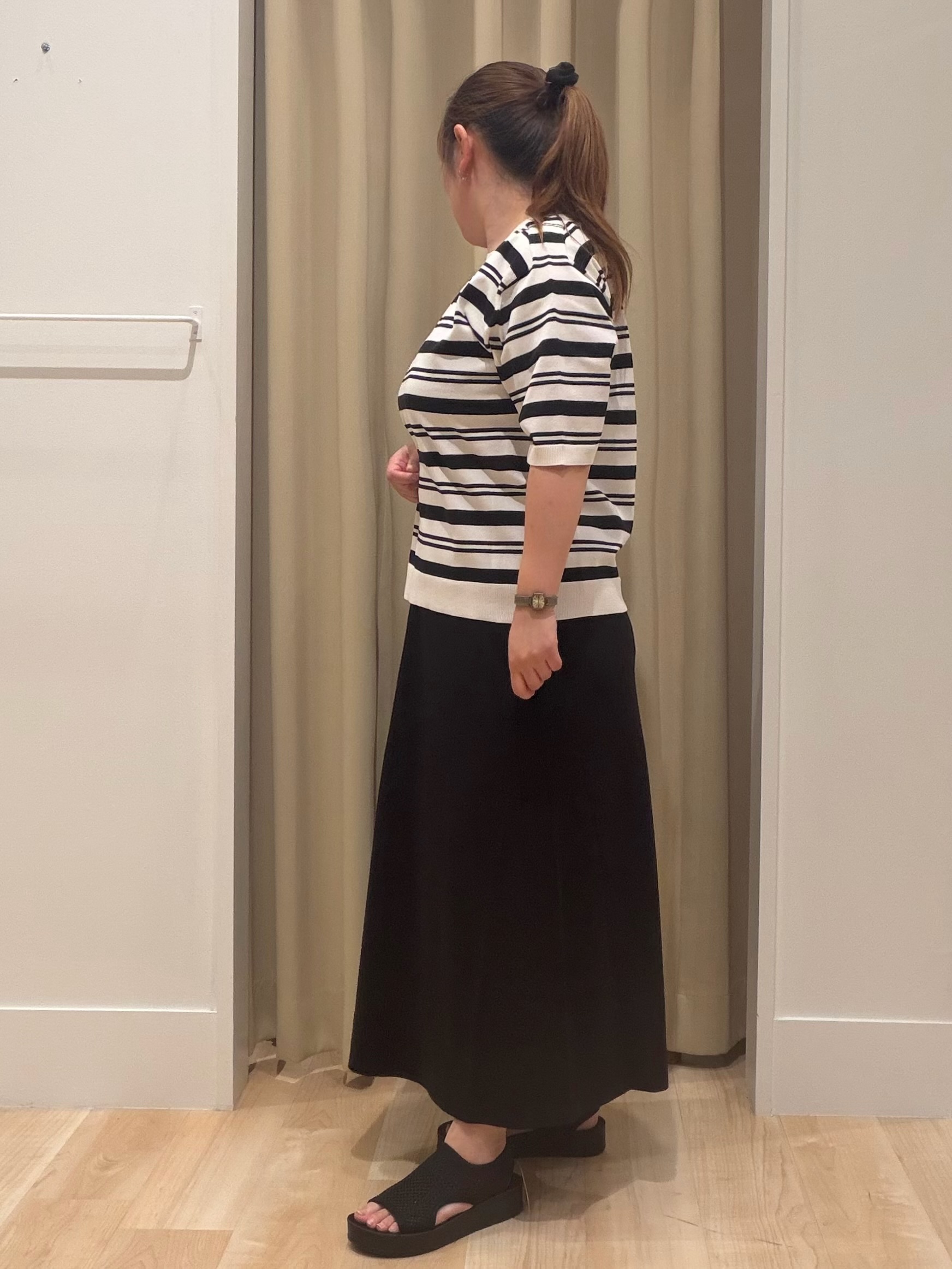 たまさんの「grove｜【UVカット・洗濯機◎】Tシャツ感覚で着られるコットン混ニット」を使ったコーディネート