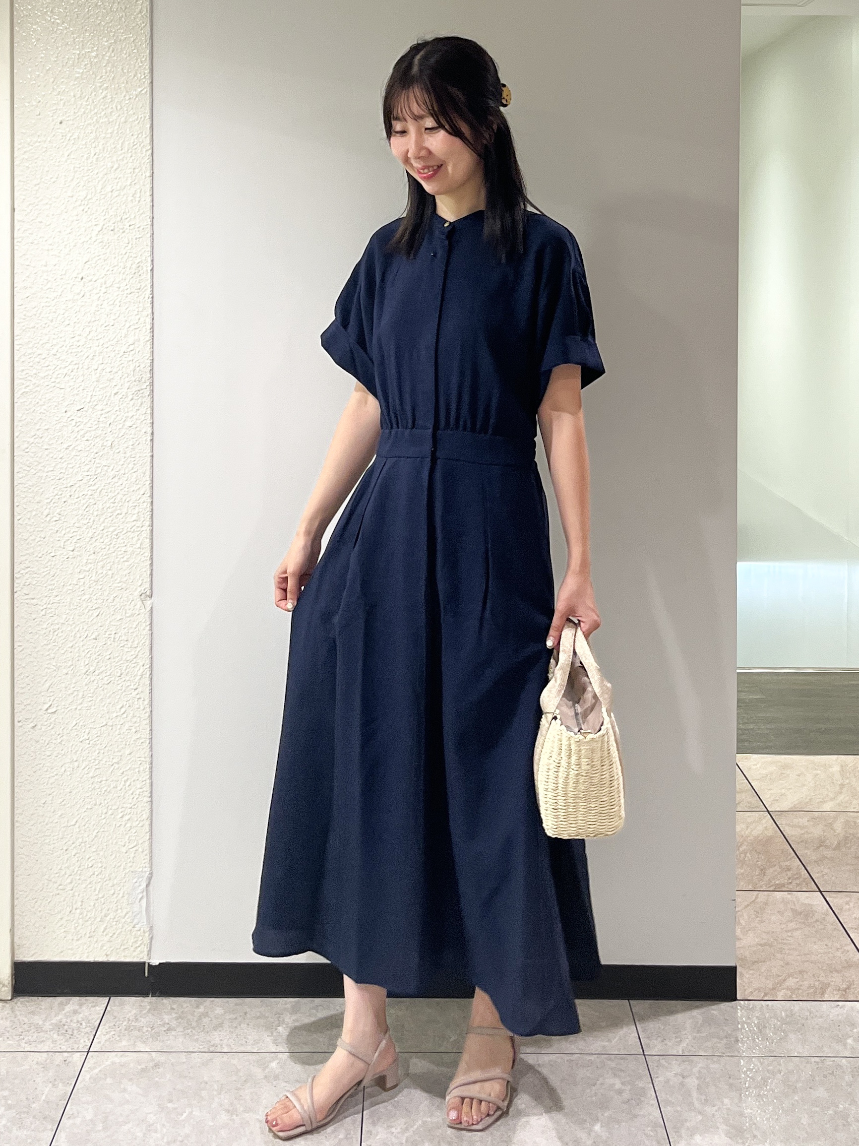 ゆか☆さんの「OPAQUE.CLIP｜【接触冷感／吸水速乾】リネンライク シャツワンピース《洗濯機OK》」を使ったコーディネート