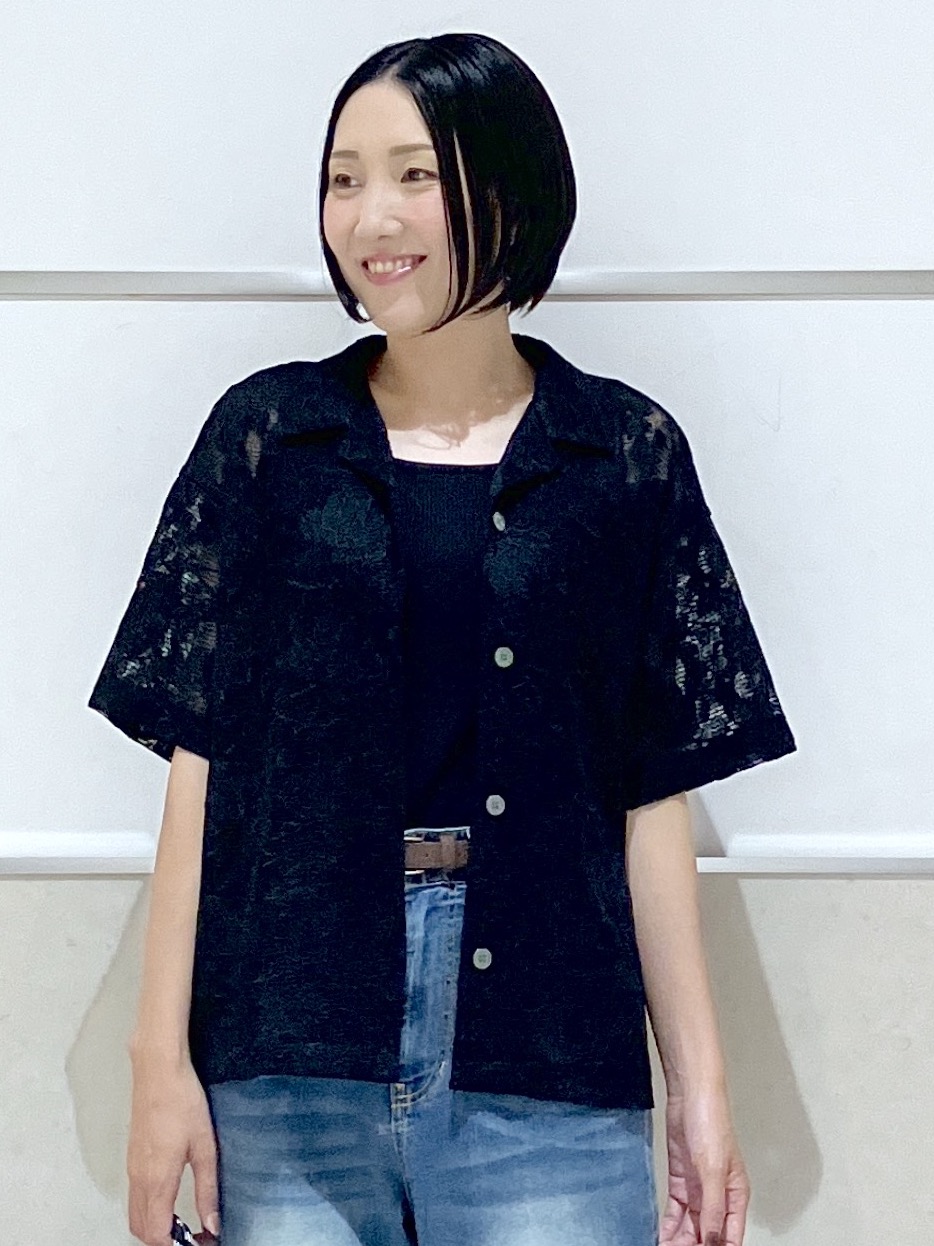 eriko さんの「Dessin｜カラミレース 開襟シャツ」を使ったコーディネート