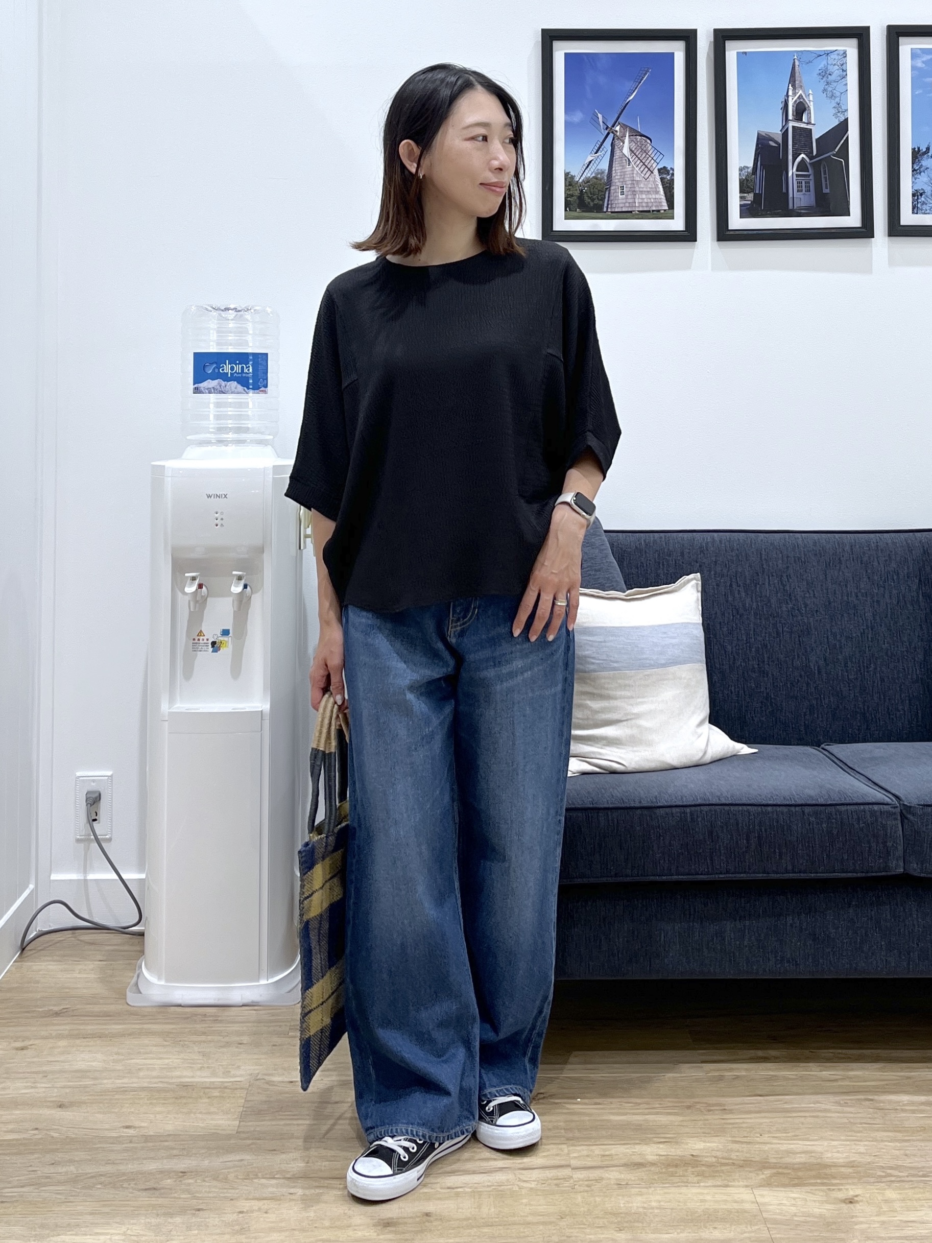 canaさんの「Dessin｜シュリンクジャージ カットソー」を使ったコーディネート