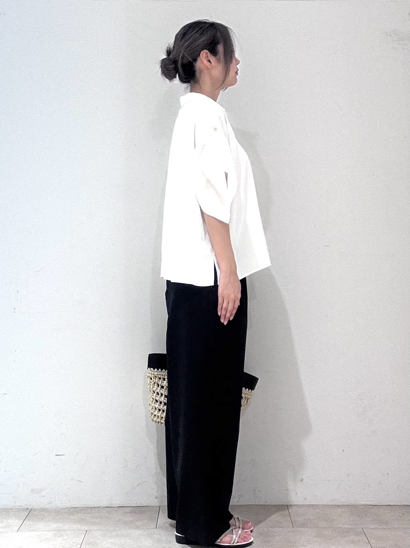 Ricoさんの「OPAQUE.CLIP｜【UV／接触冷感／吸水速乾／】タックスリーブスキッパーブラウス《洗濯機OK》」を使ったコーディネート