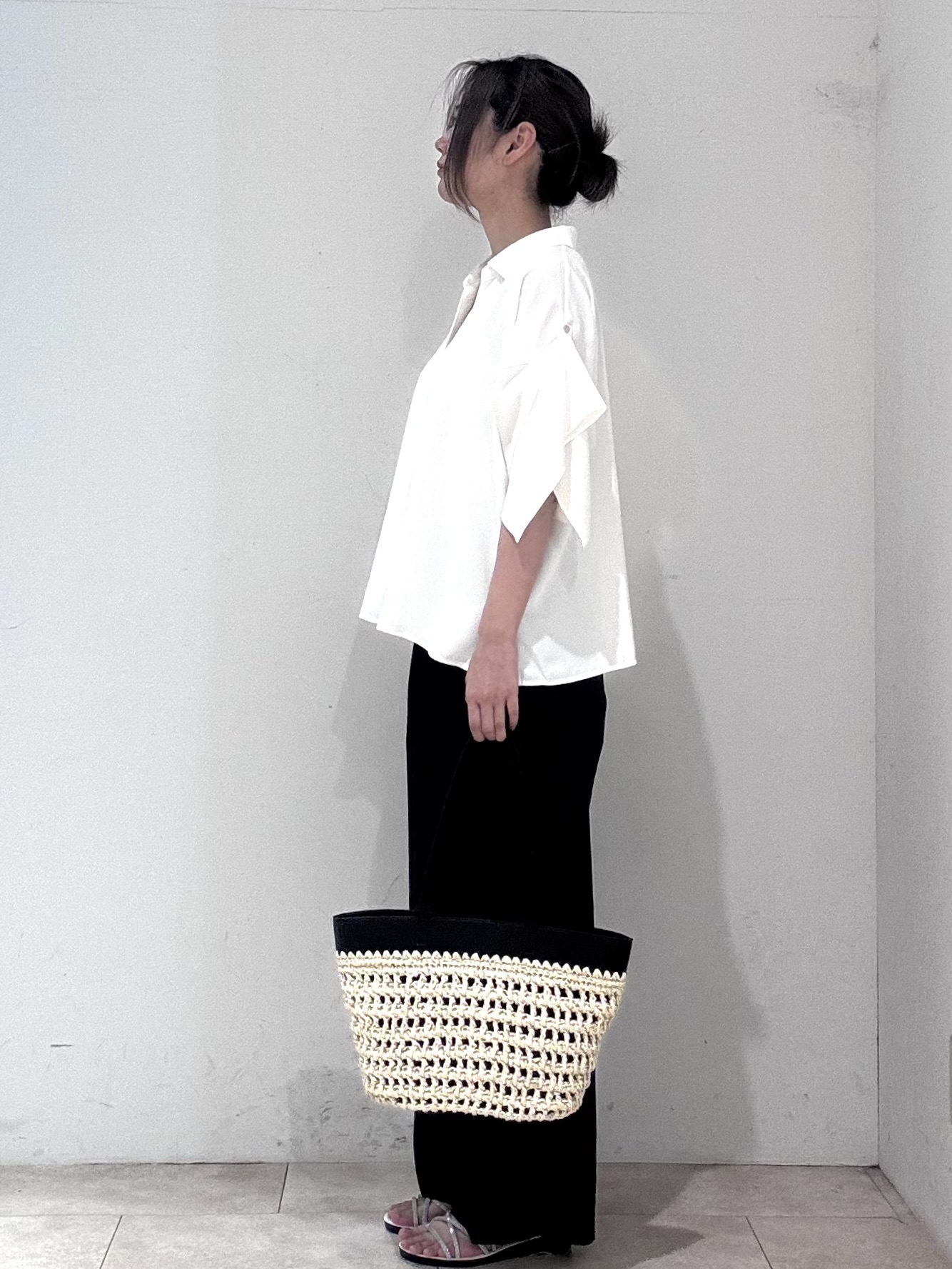 Ricoさんの「OPAQUE.CLIP｜【UV／接触冷感／吸水速乾／】タックスリーブスキッパーブラウス《洗濯機OK》」を使ったコーディネート