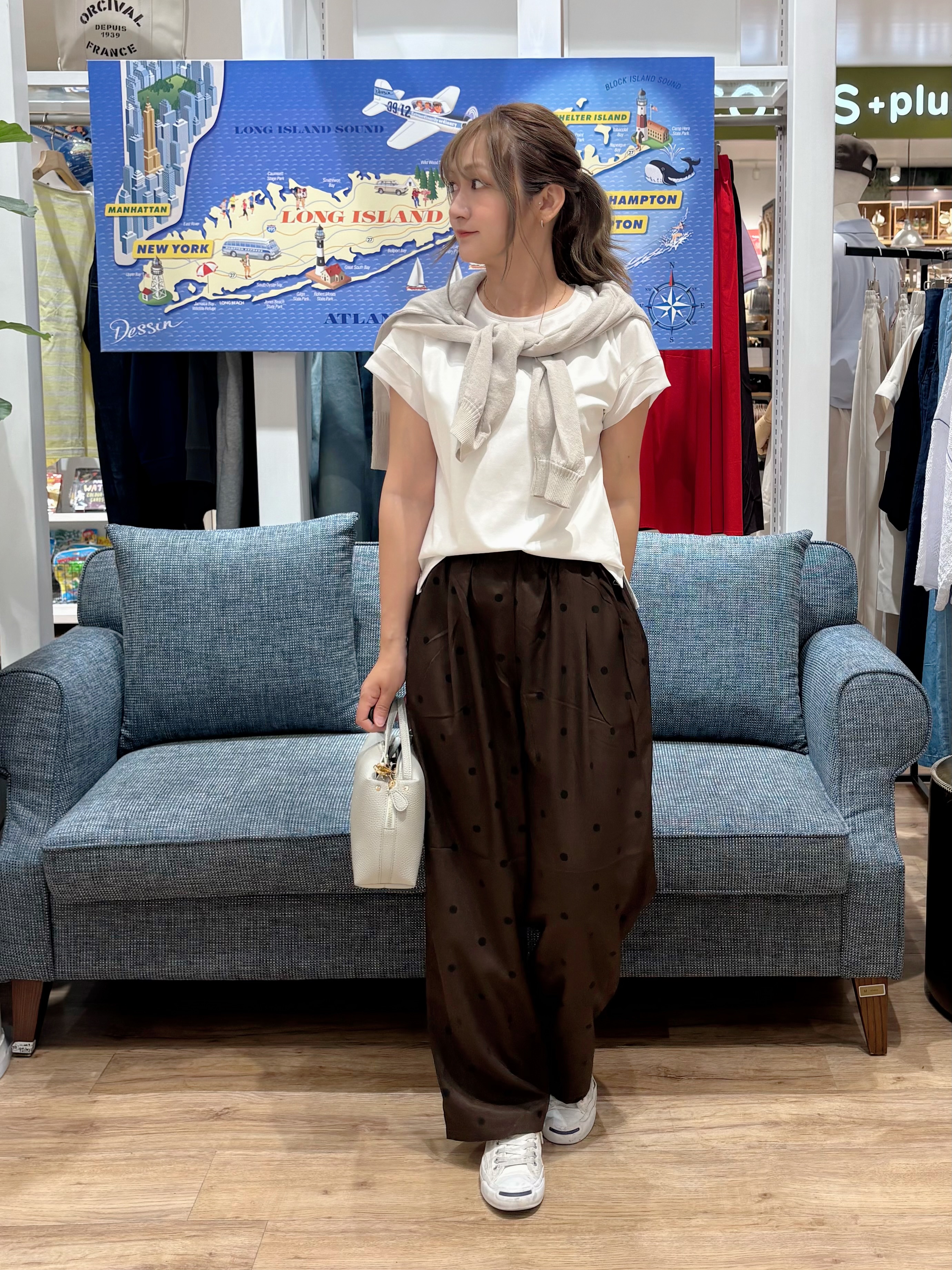 yuinaさんの「Dessin｜【セットアップ可】ドットプリント イージーパンツ」を使ったコーディネート