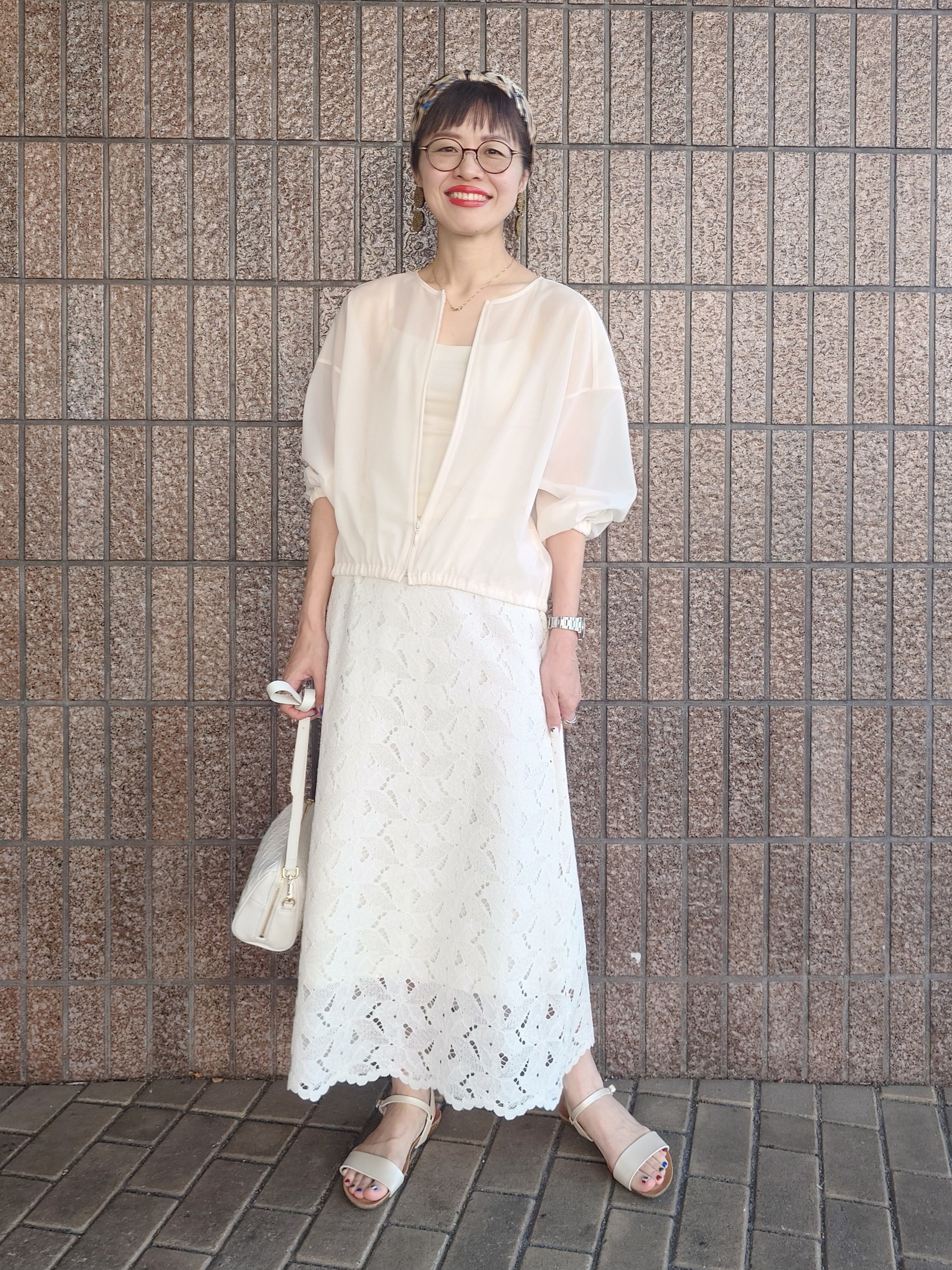 MUTSUKOさんの「UNTITLED｜【秋羽織り/ジップ】トリコットシアーブラウス」を使ったコーディネート