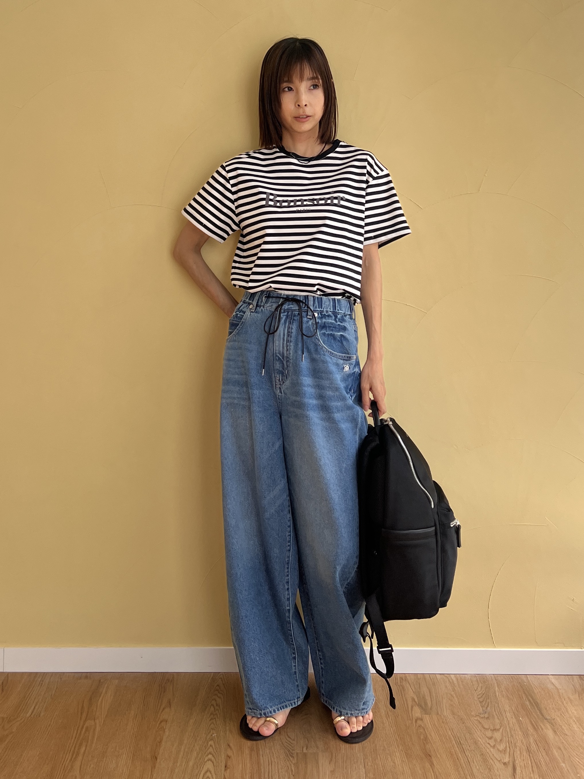 misaさんの「DRESSTERIOR｜NICOLAS LAINAS（ニコラスライナス）ソフトソールトングサンダル」を使ったコーディネート