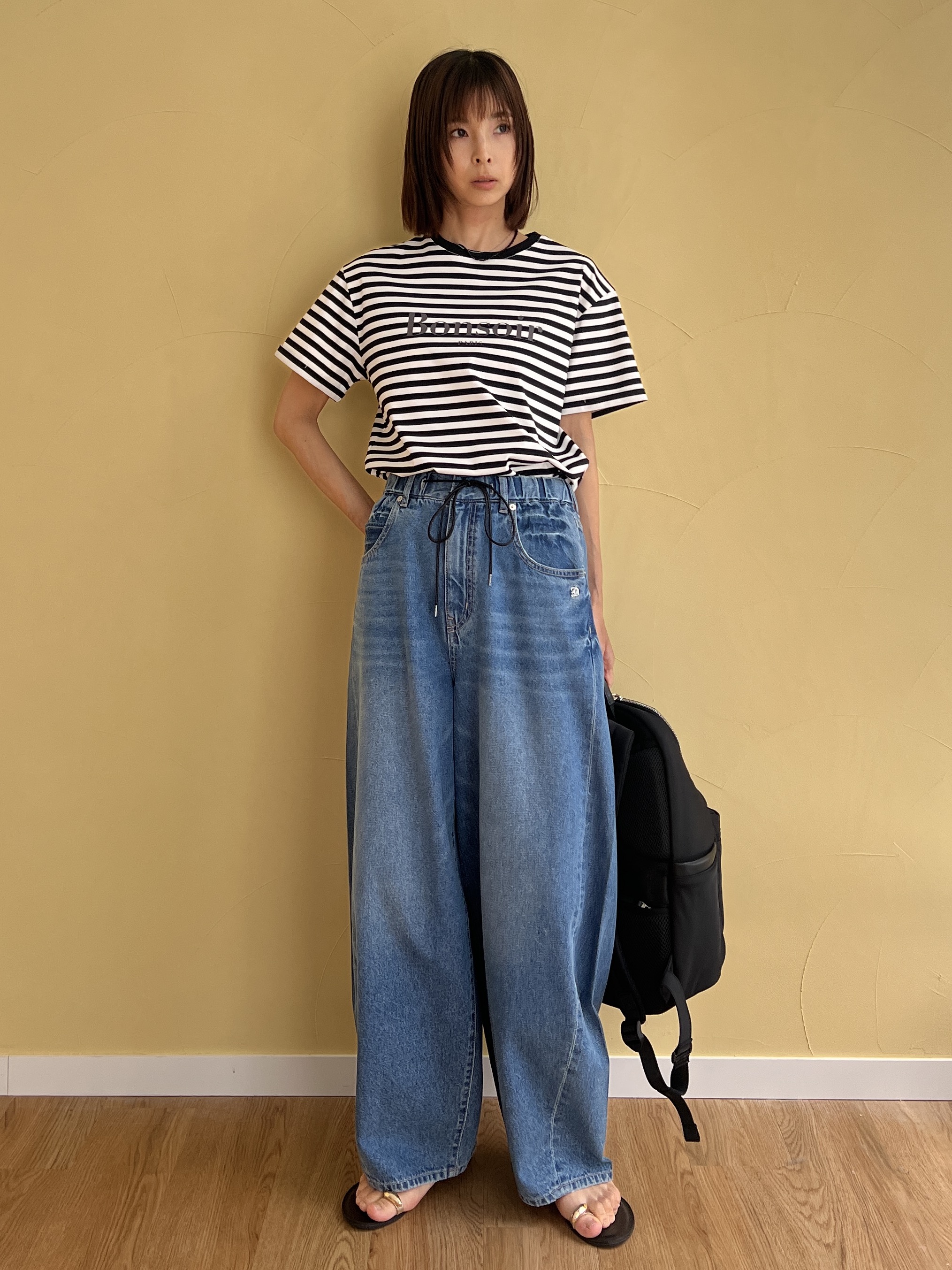 misaさんの「DRESSTERIOR｜NICOLAS LAINAS（ニコラスライナス）ソフトソールトングサンダル」を使ったコーディネート