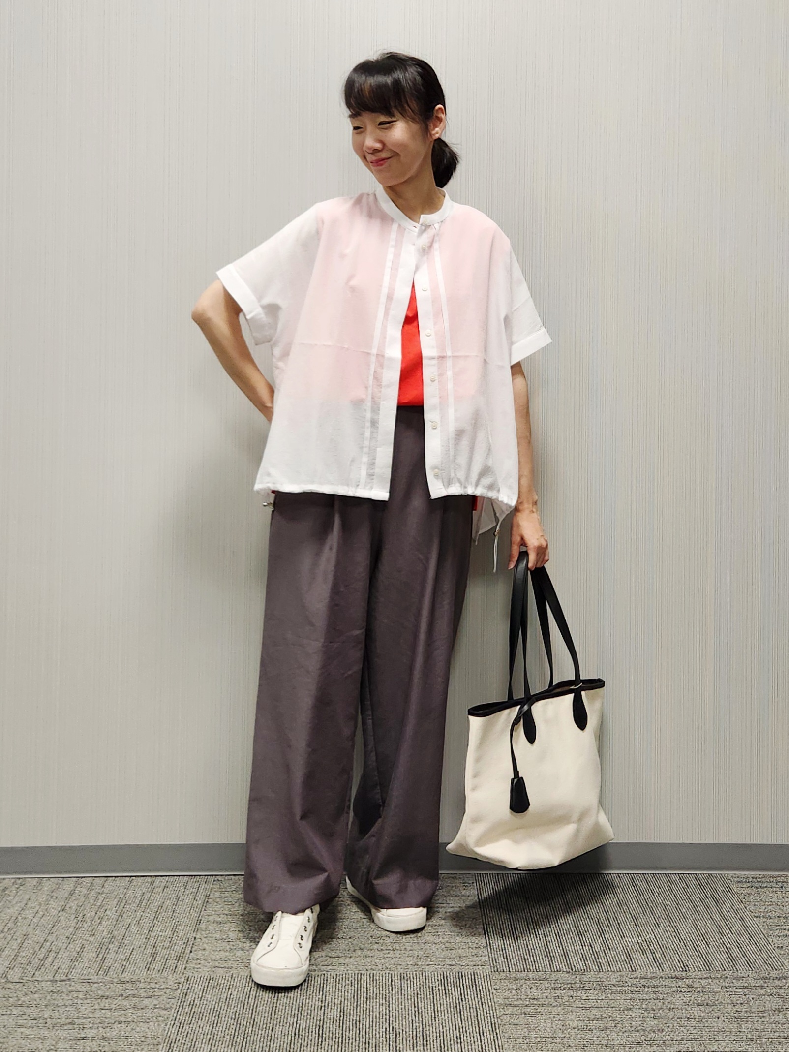 naraさんの「Dessin｜【高通気/セットアップ可】ドロストシャツ」を使ったコーディネート