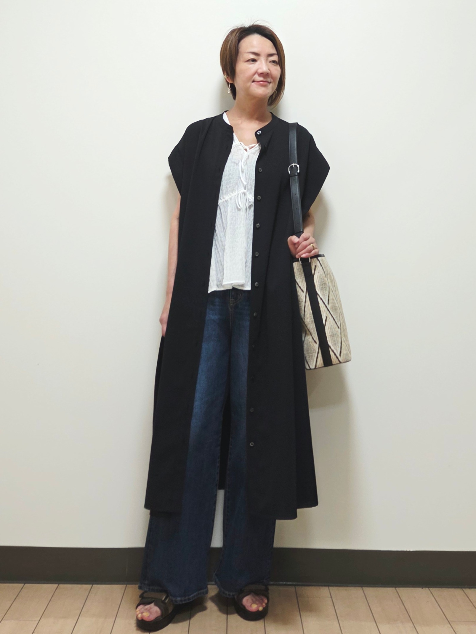 yuuさんの「Reflect｜すっきり見えバンドカラーシャツワンピース」を使ったコーディネート