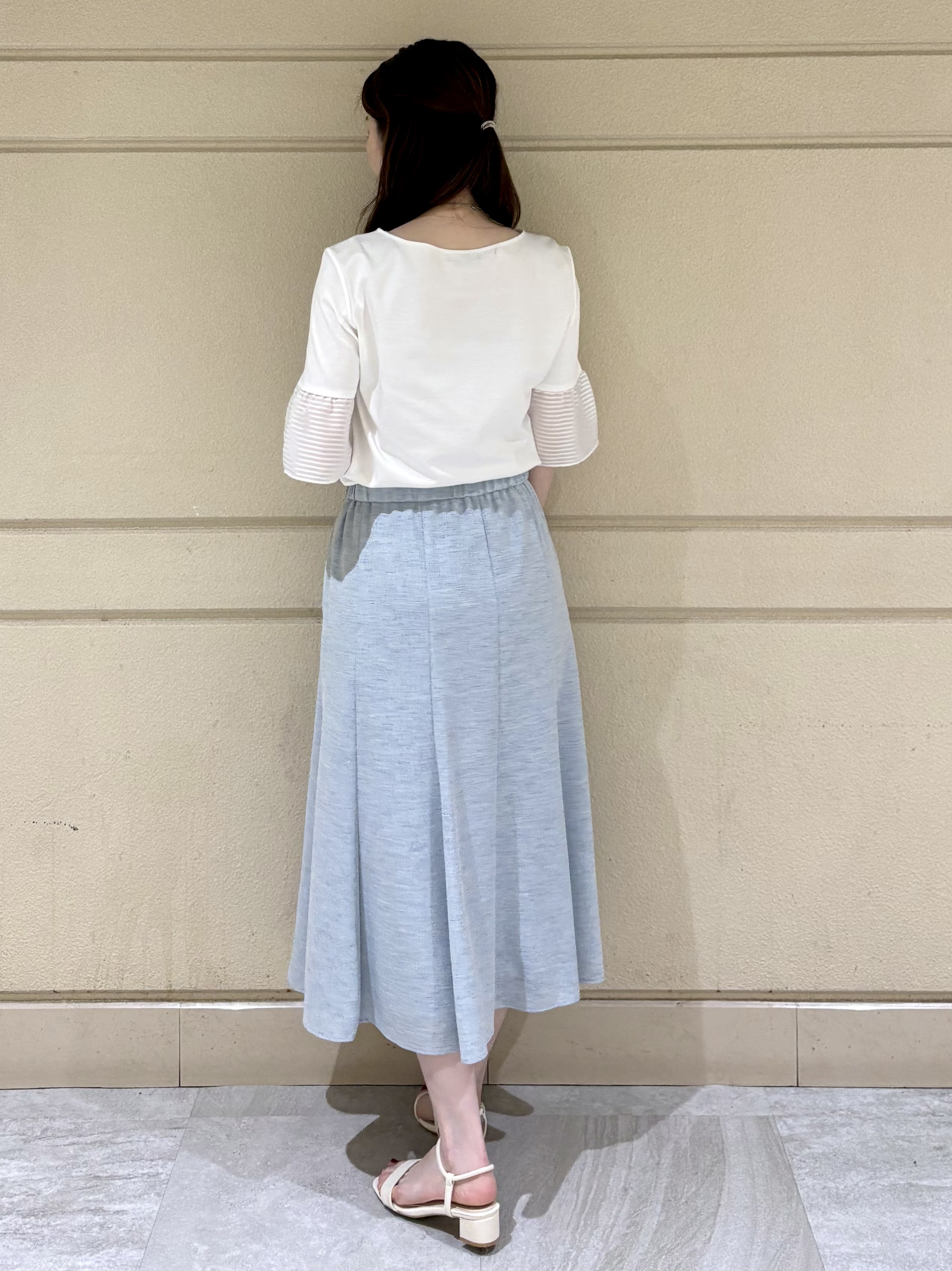 sakiさんの「COUP DE CHANCE｜【5分袖／日本製／接触冷感】異素材ドッキングカットソー」を使ったコーディネート