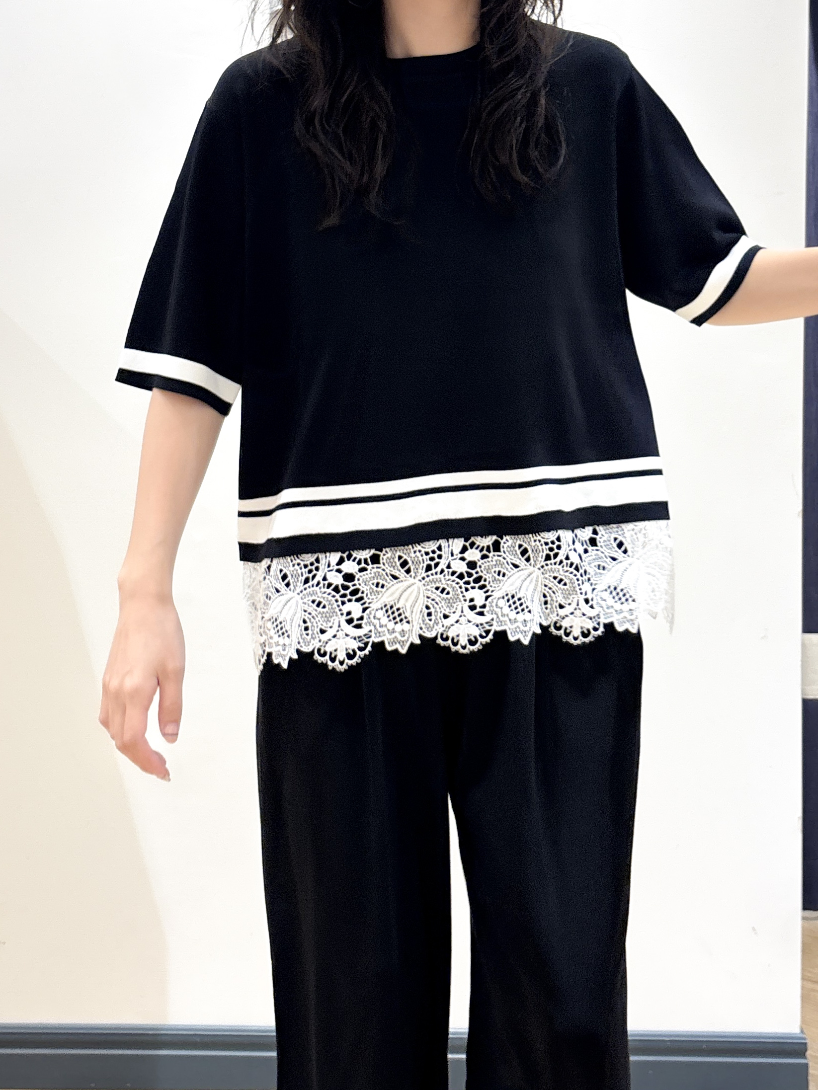 ayakaさんの「grove｜【シリーズ累計36万枚／UVカット・洗濯機OK】やわらかドライタッチレースドッキングニット」を使ったコーディネート