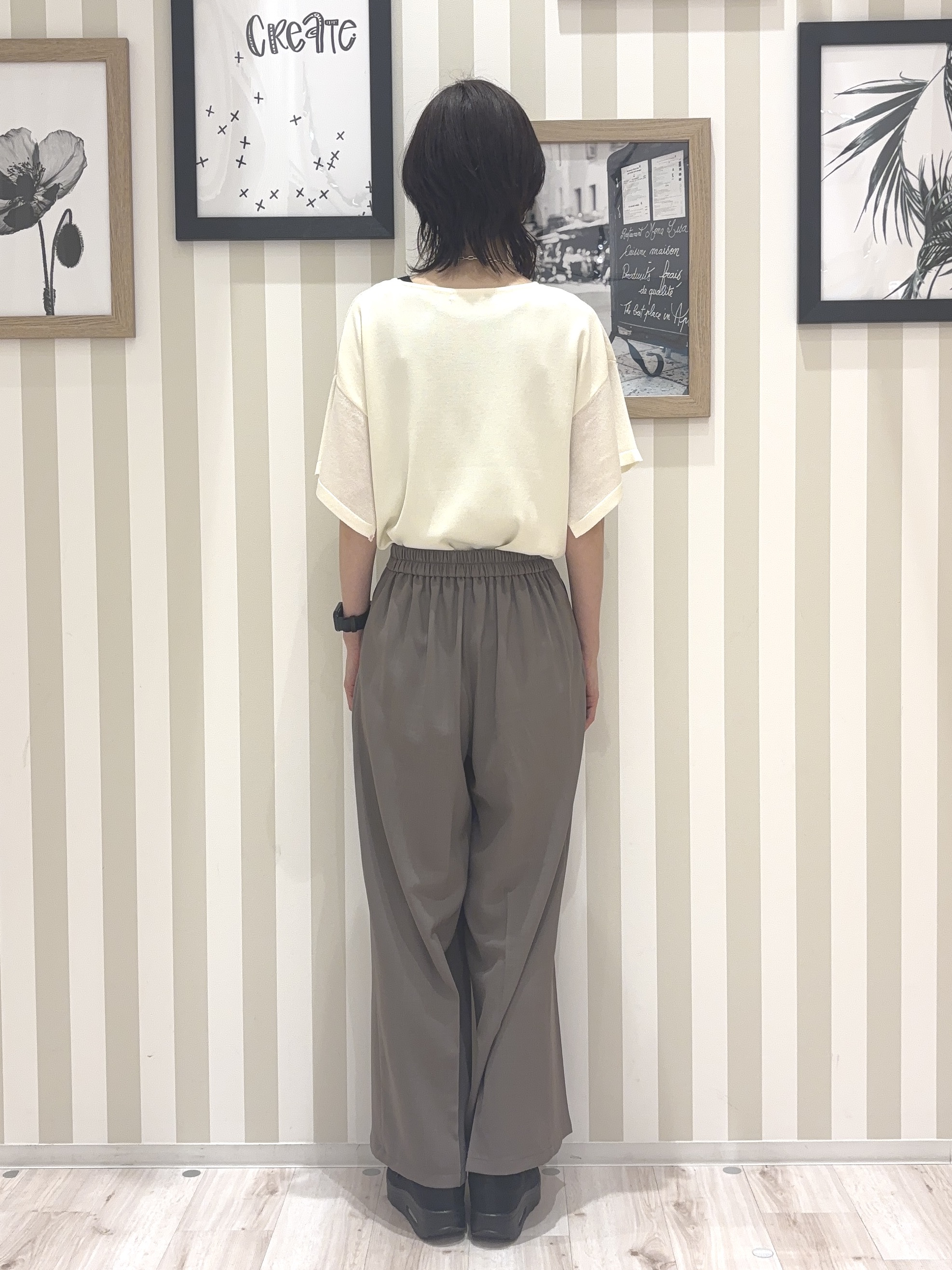 たまごがにさんの「SHOO･LA･RUE｜【S-LL/洗濯機可】インせず着られる ひらり袖ニット」を使ったコーディネート