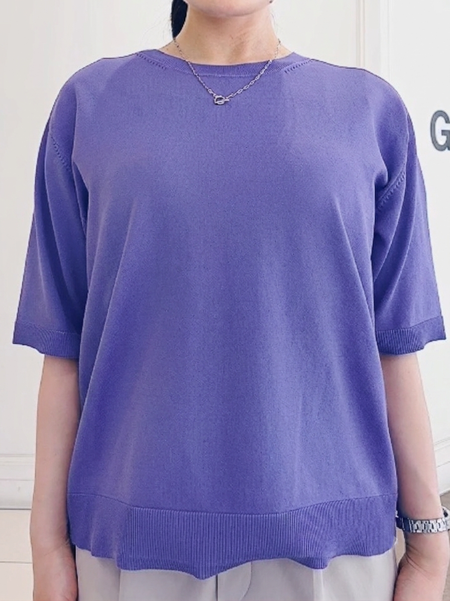 チョコさんの「grove｜【UVカット・洗濯機◎】Tシャツ感覚で着られるコットン混ニット」を使ったコーディネート