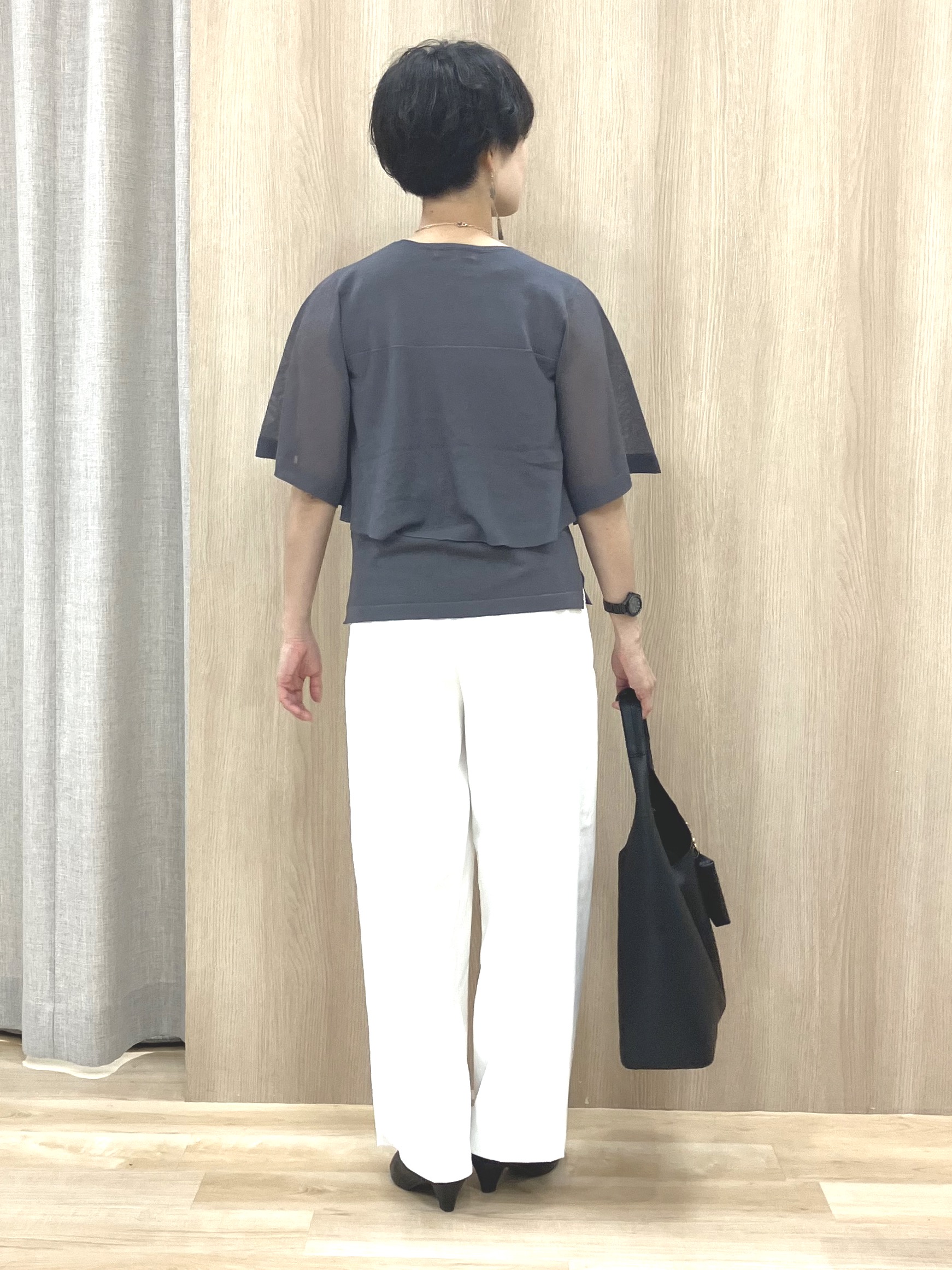 Keiさんの「grove｜【涼しく二の腕カバー】フロントシアーフレアニット」を使ったコーディネート