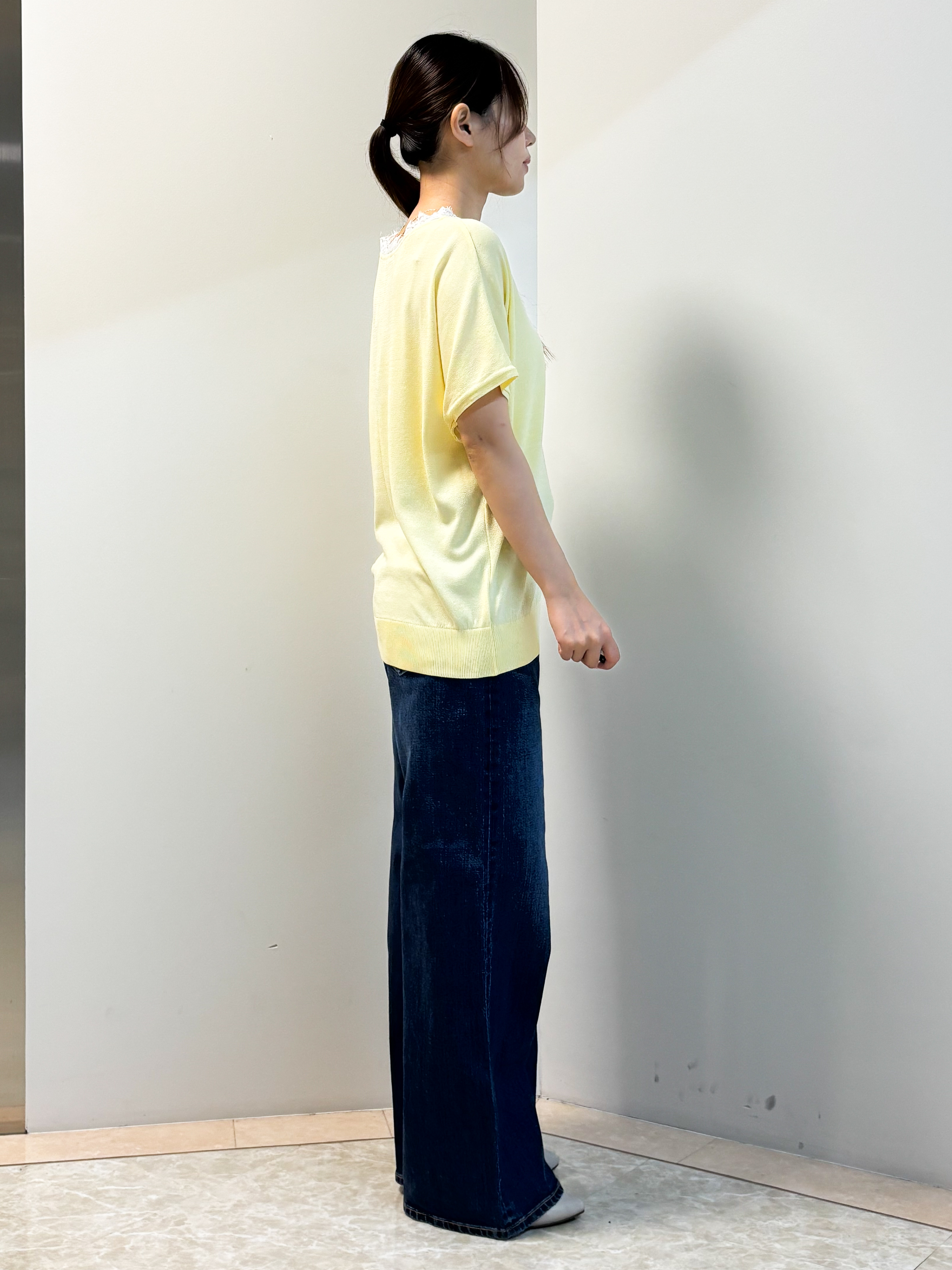 Sawaさんの「Reflect｜【二の腕カバー／手洗い可】ネックレース フレンチスリーブニット」を使ったコーディネート