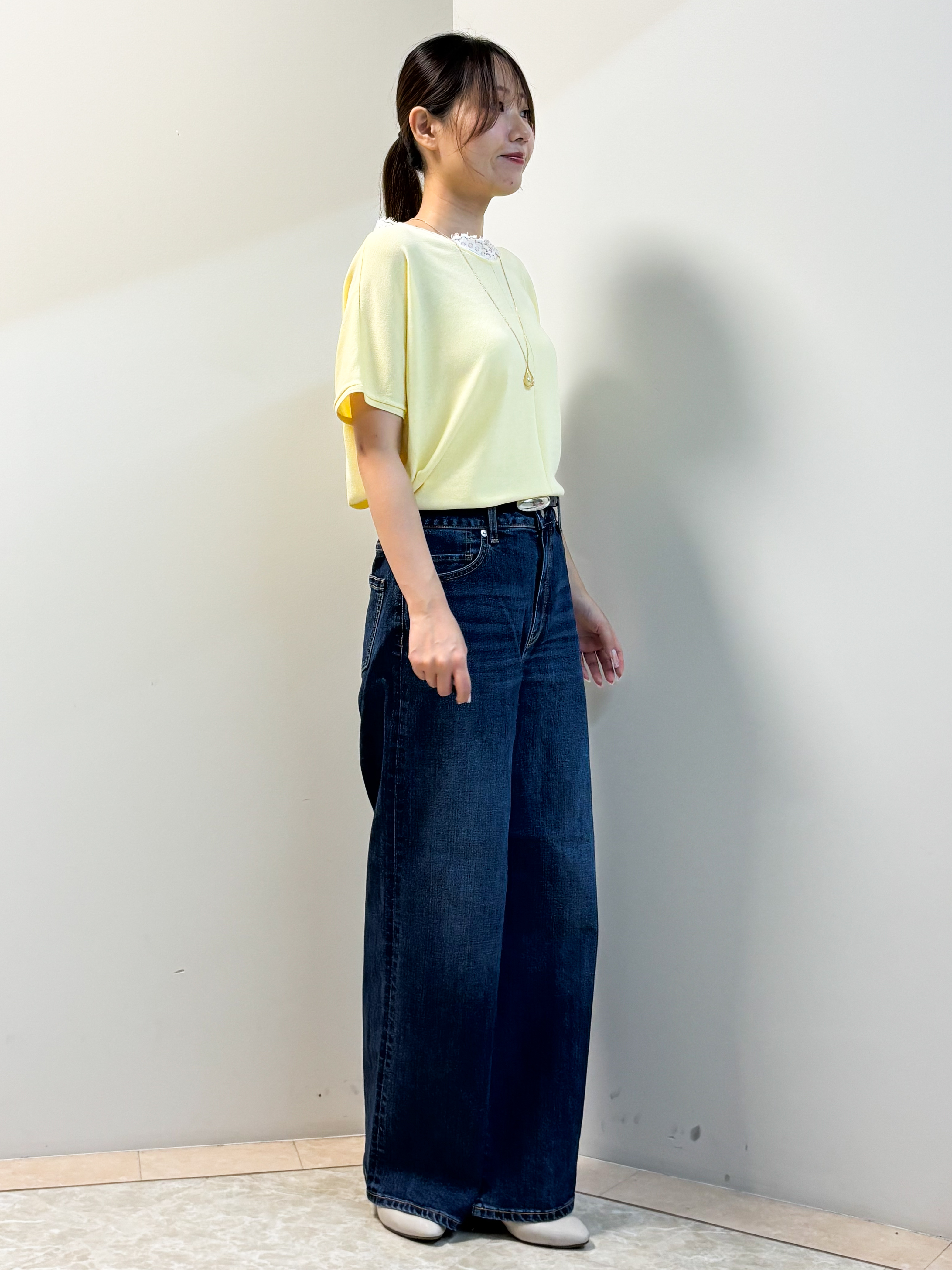 Sawaさんの「Reflect｜【二の腕カバー／手洗い可】ネックレース フレンチスリーブニット」を使ったコーディネート