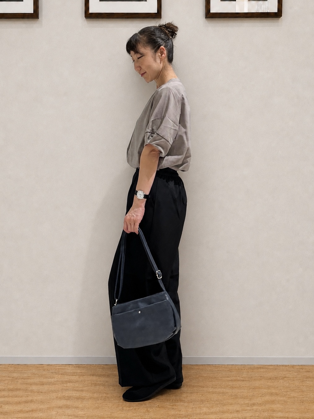 まつみさんの「SHOO･LA･RUE｜【洗濯後しわになりにくい/インせずきまる】シンプルだけど女性らしい 麻調スキッパーブラウス」を使ったコーディネート