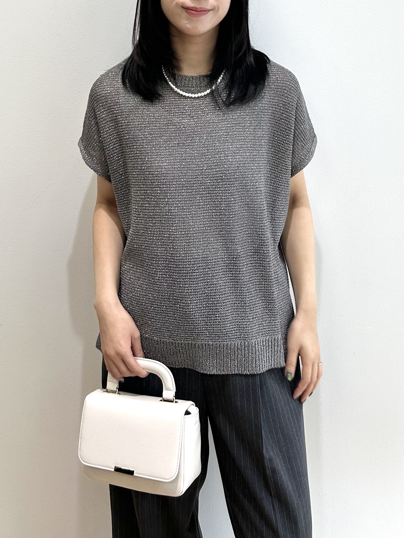 RINAさんの「OPAQUE.CLIP｜ラメメッシュニット【洗濯機OK／抗ピル】」を使ったコーディネート