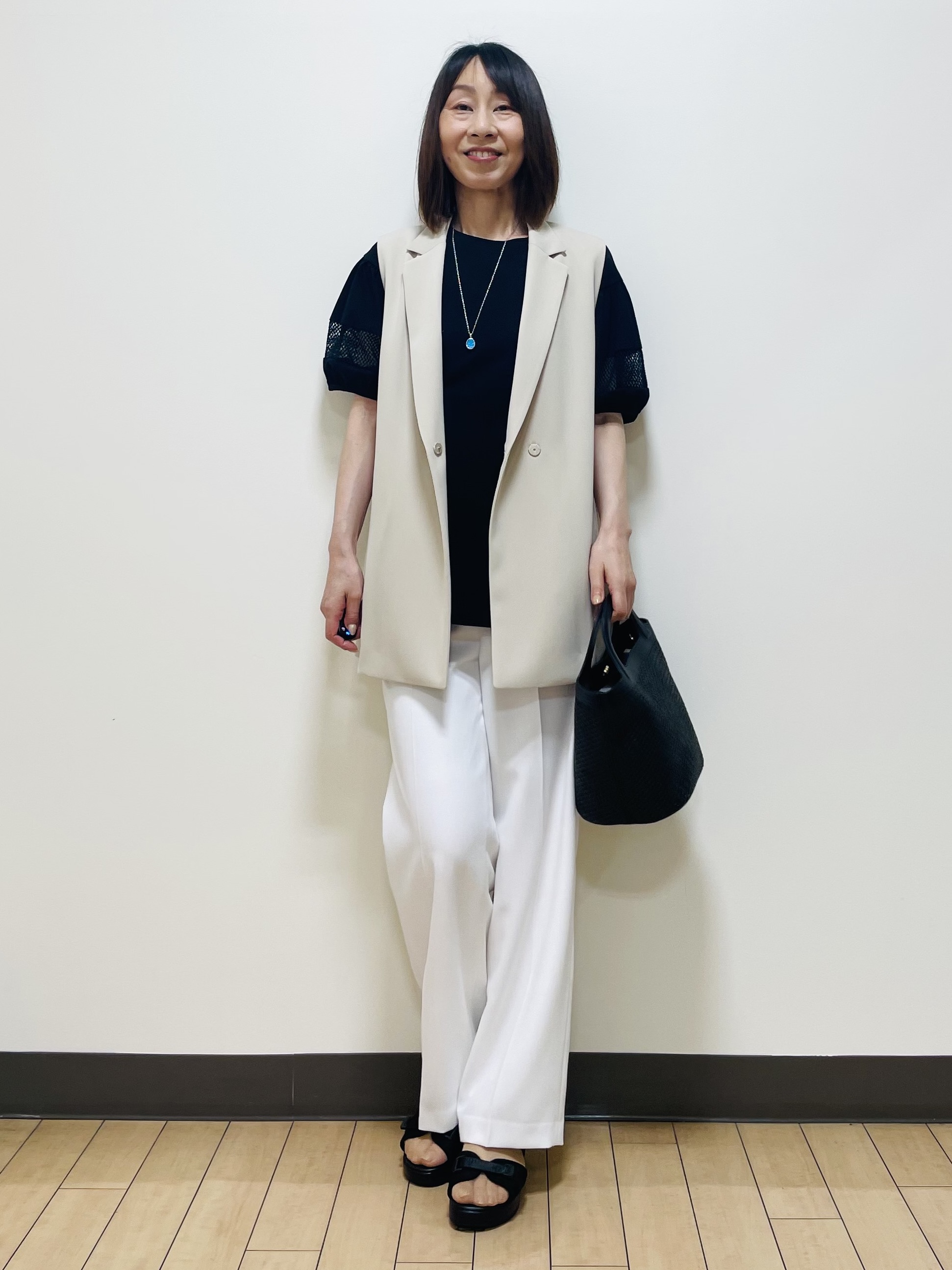Riiさんの「Reflect｜メッシュ切り替えスリーブトップス」を使ったコーディネート