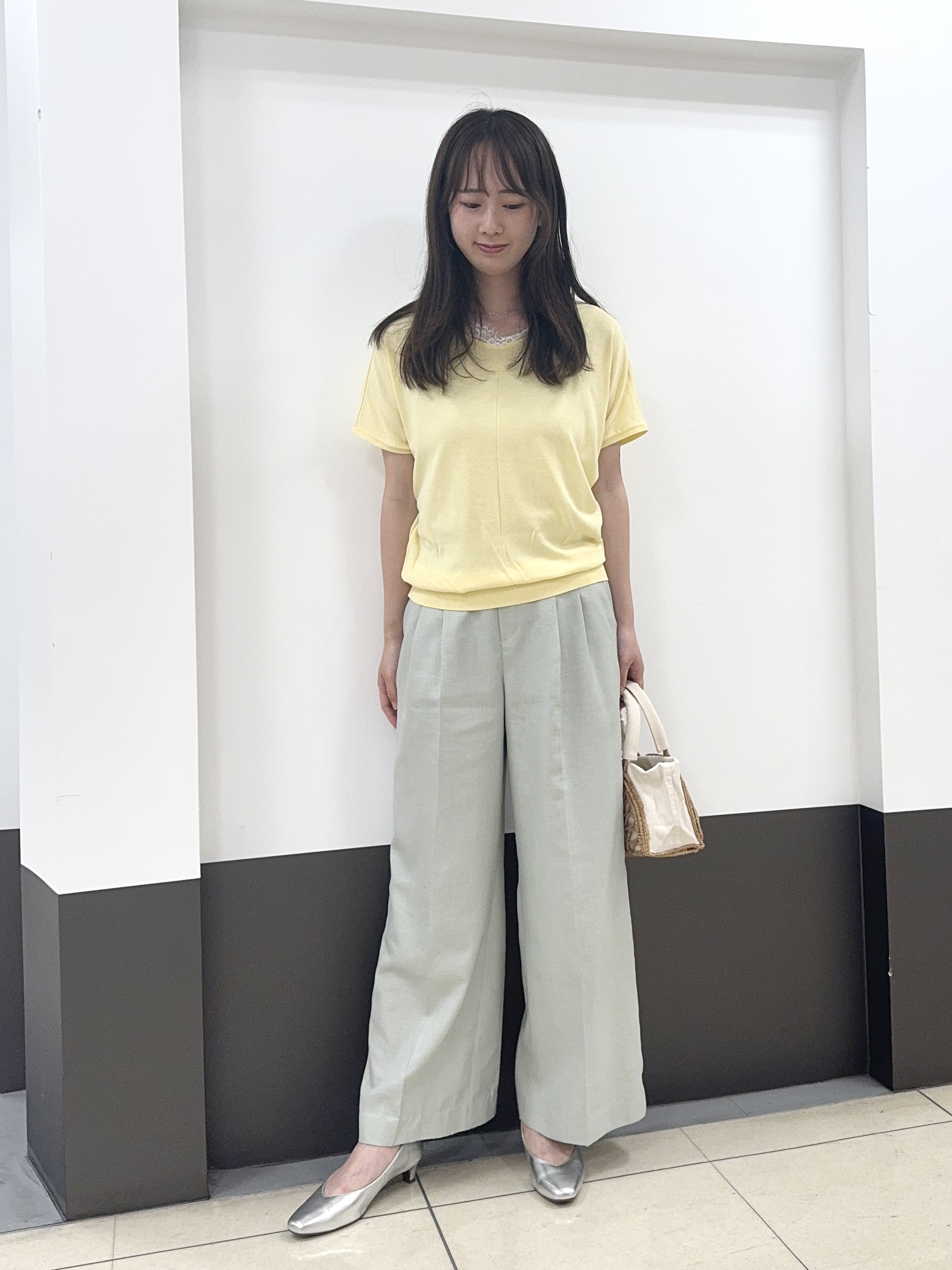 Nrinさんの「Reflect｜【二の腕カバー／手洗い可】ネックレース フレンチスリーブニット」を使ったコーディネート