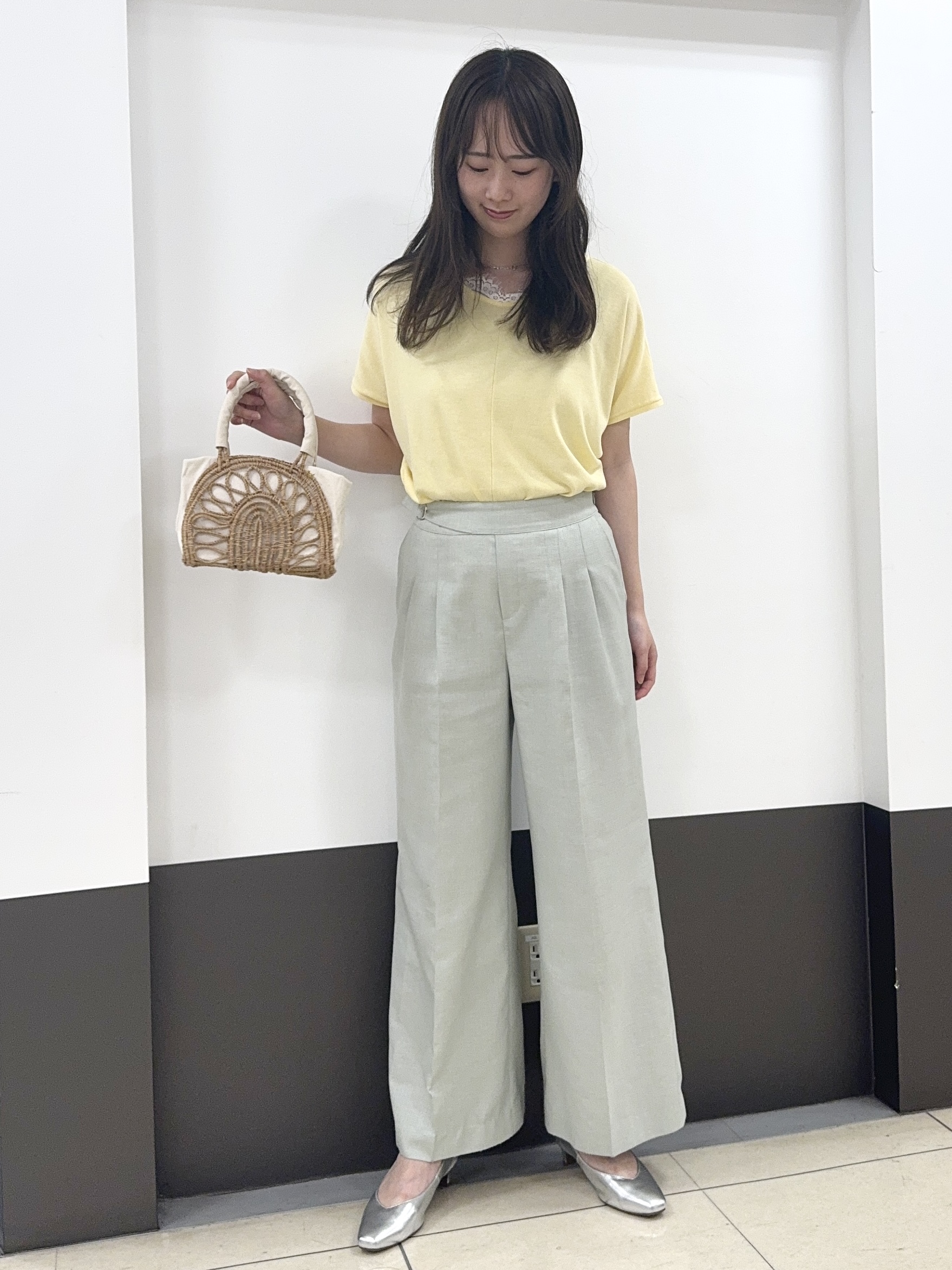 Nrinさんの「Reflect｜【二の腕カバー／手洗い可】ネックレース フレンチスリーブニット」を使ったコーディネート