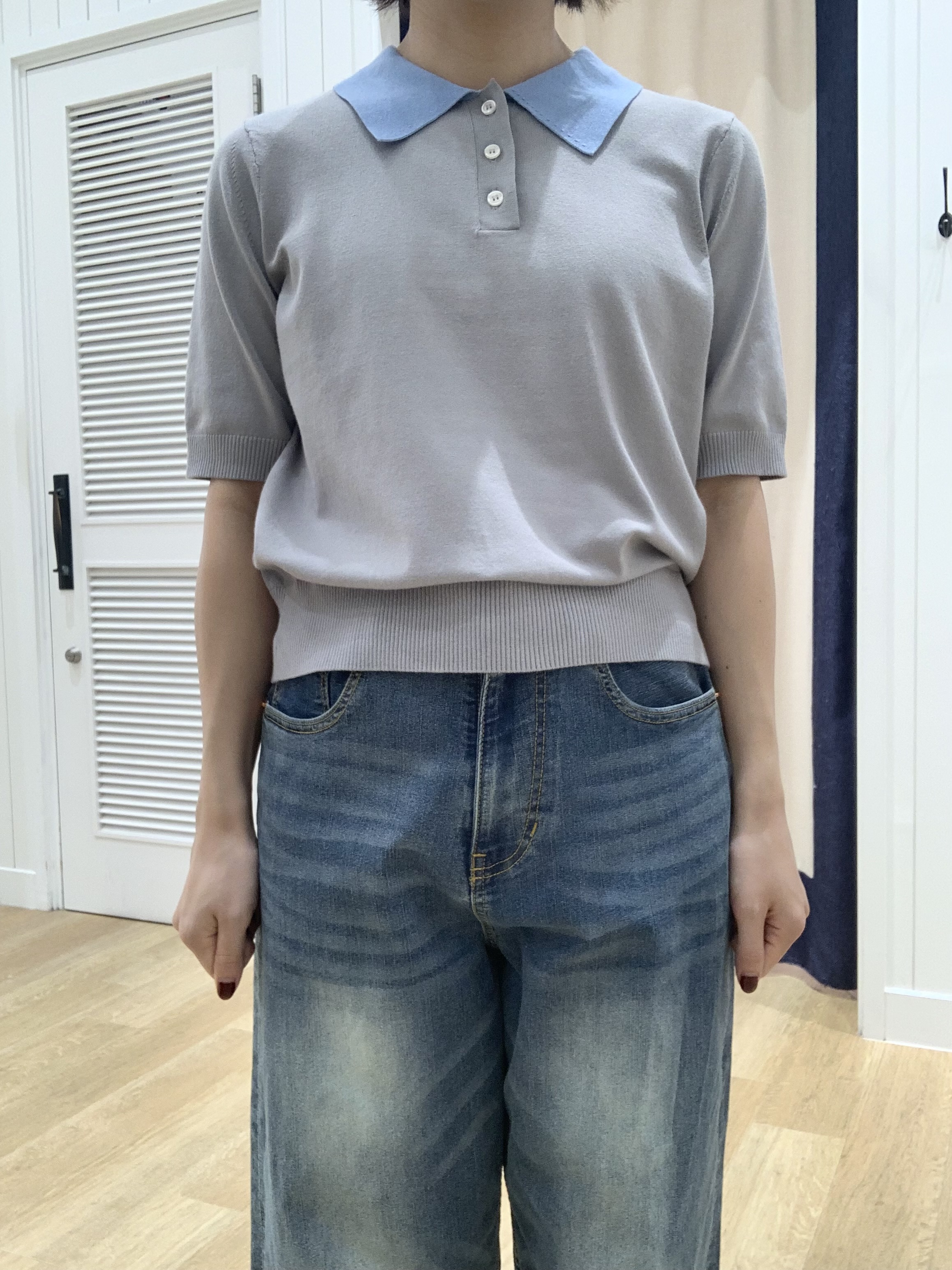 IMARIさんの「Dessin｜ポロ襟 ハーフスリーブニット」を使ったコーディネート