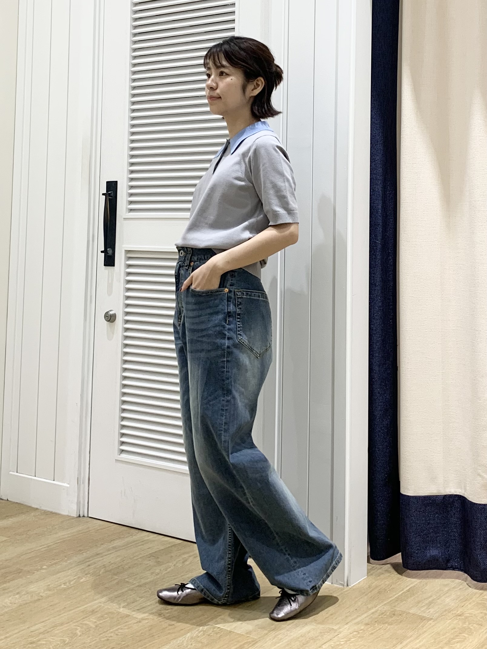 IMARIさんの「Dessin｜ポロ襟 ハーフスリーブニット」を使ったコーディネート