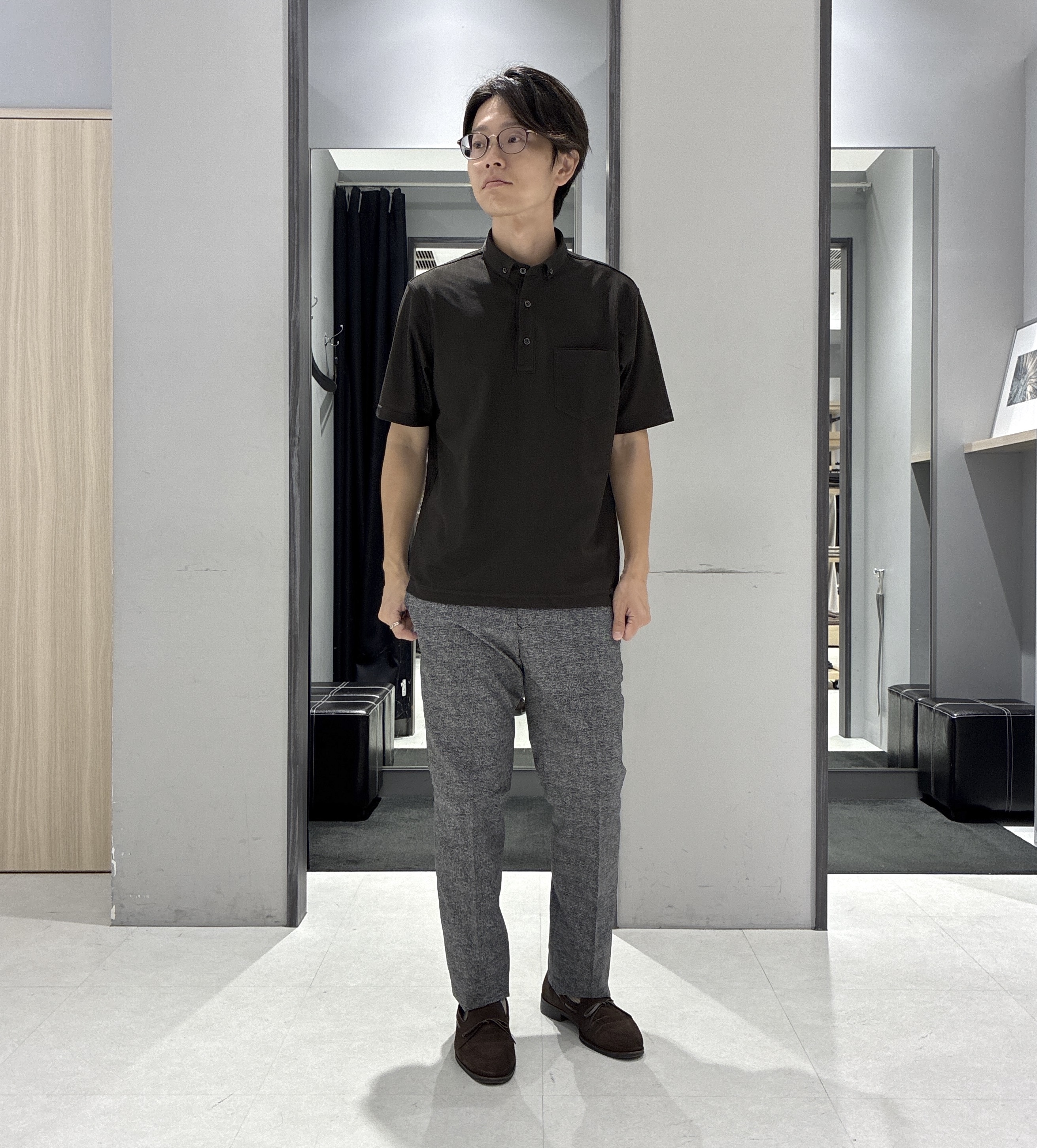 わいずみさんの「TAKEO KIKUCHI｜【抗菌防臭】COOL DOTS（R）ドビープリント ジャケット」を使ったコーディネート