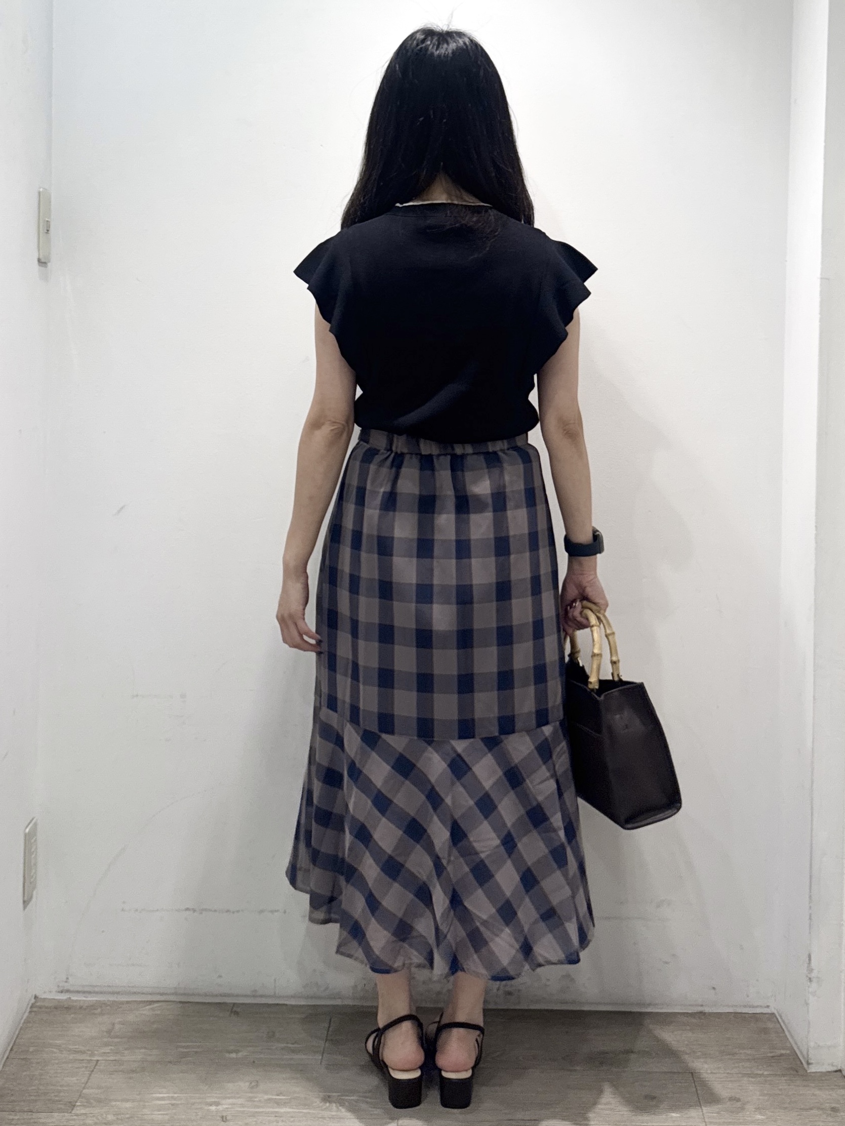 yuicciさんの「OPAQUE.CLIP｜【UVケア／接触冷感】バイカラーボウタイフリルトップス《洗濯機OK》」を使ったコーディネート