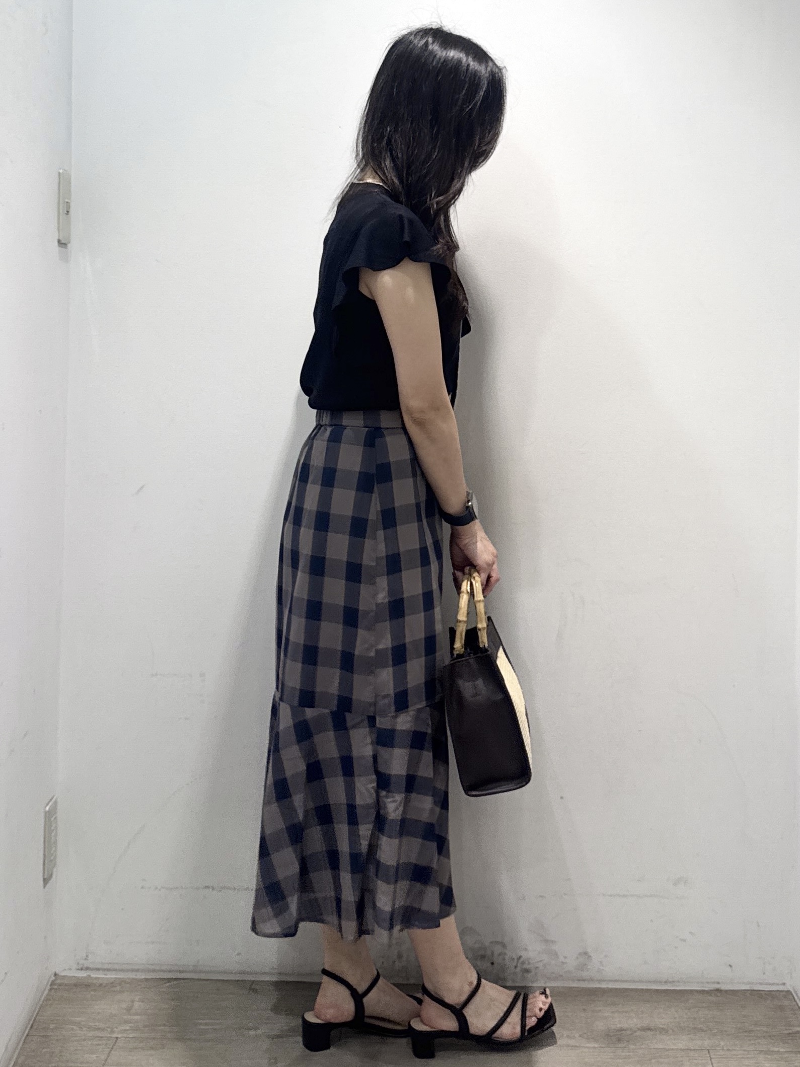 yuicciさんの「OPAQUE.CLIP｜【UVケア／接触冷感】バイカラーボウタイフリルトップス《洗濯機OK》」を使ったコーディネート