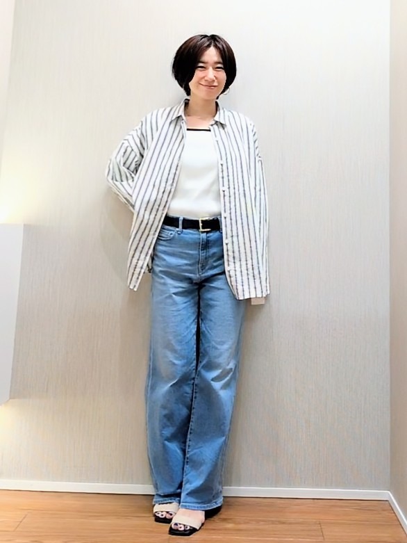 ミズタさんの「UNTITLED｜【秋映え/羽織り】ストライプシャツ」を使ったコーディネート