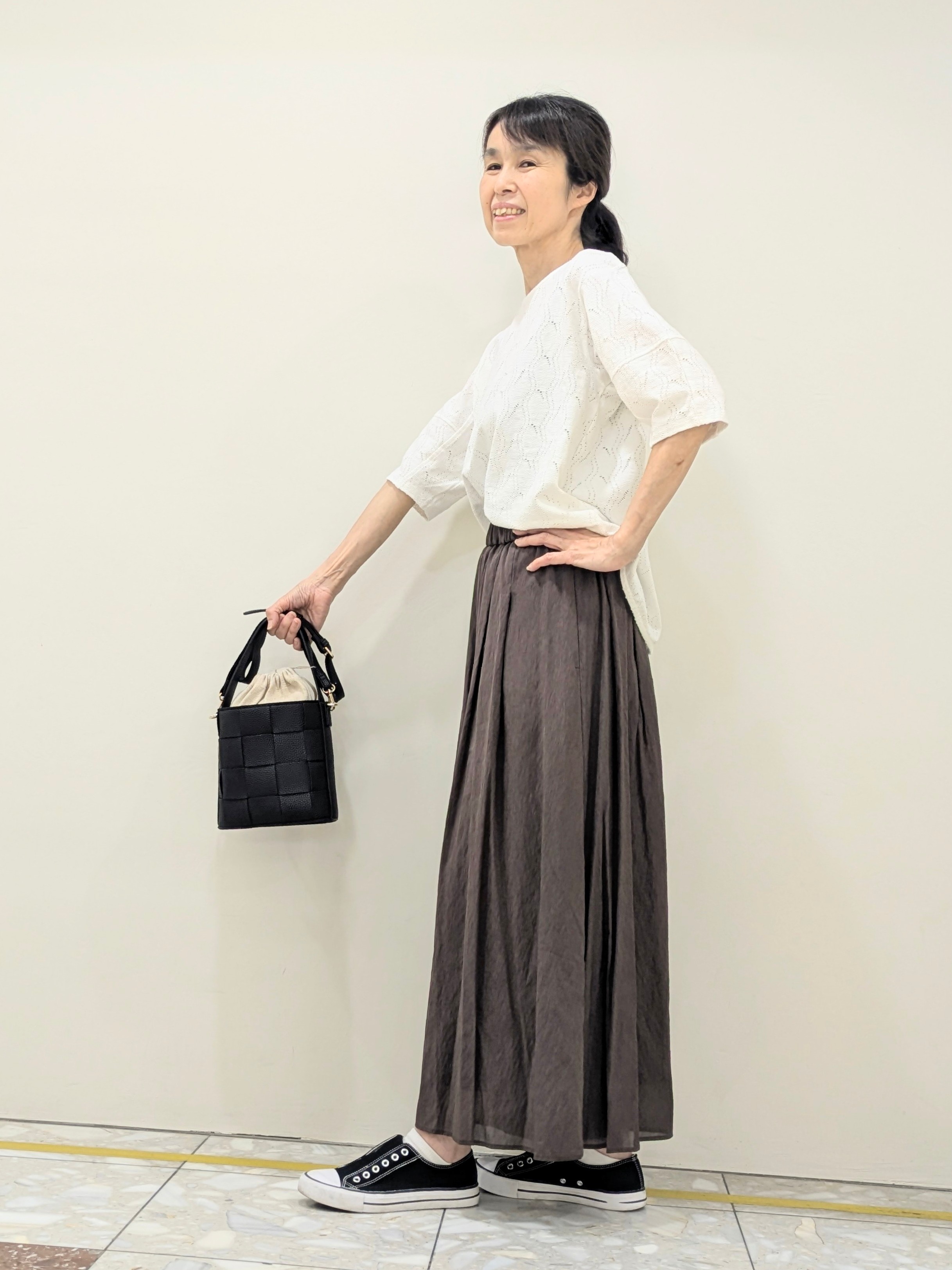 keikoさんの「Dessin｜シュリンクジャージ カットソー」を使ったコーディネート