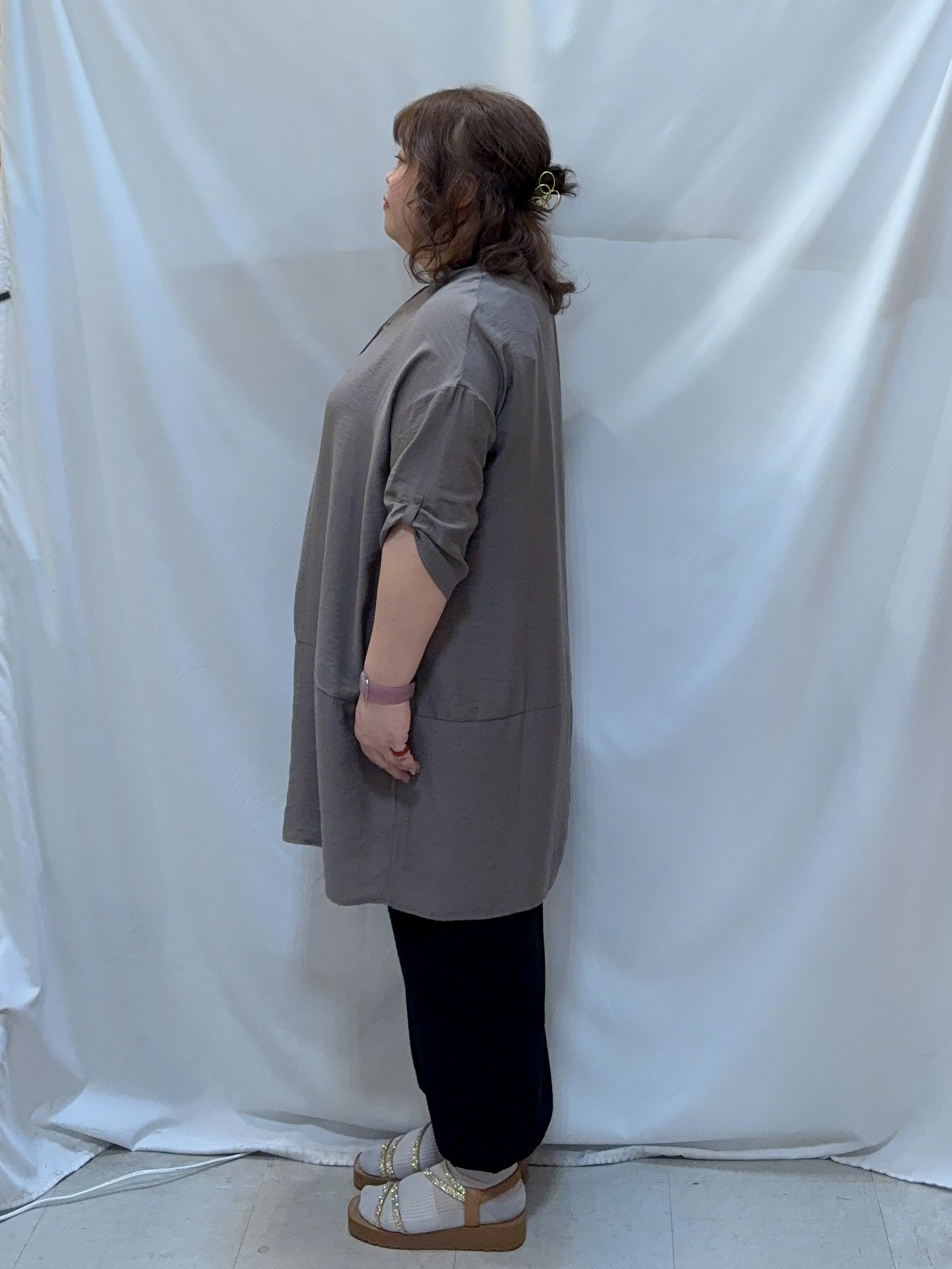 kotoさんさんの「SHOO･LA･RUE｜【S-LL/洗濯後しわになりにくい】ゆるっと体型カバー 7分袖コクーンチュニック」を使ったコーディネート