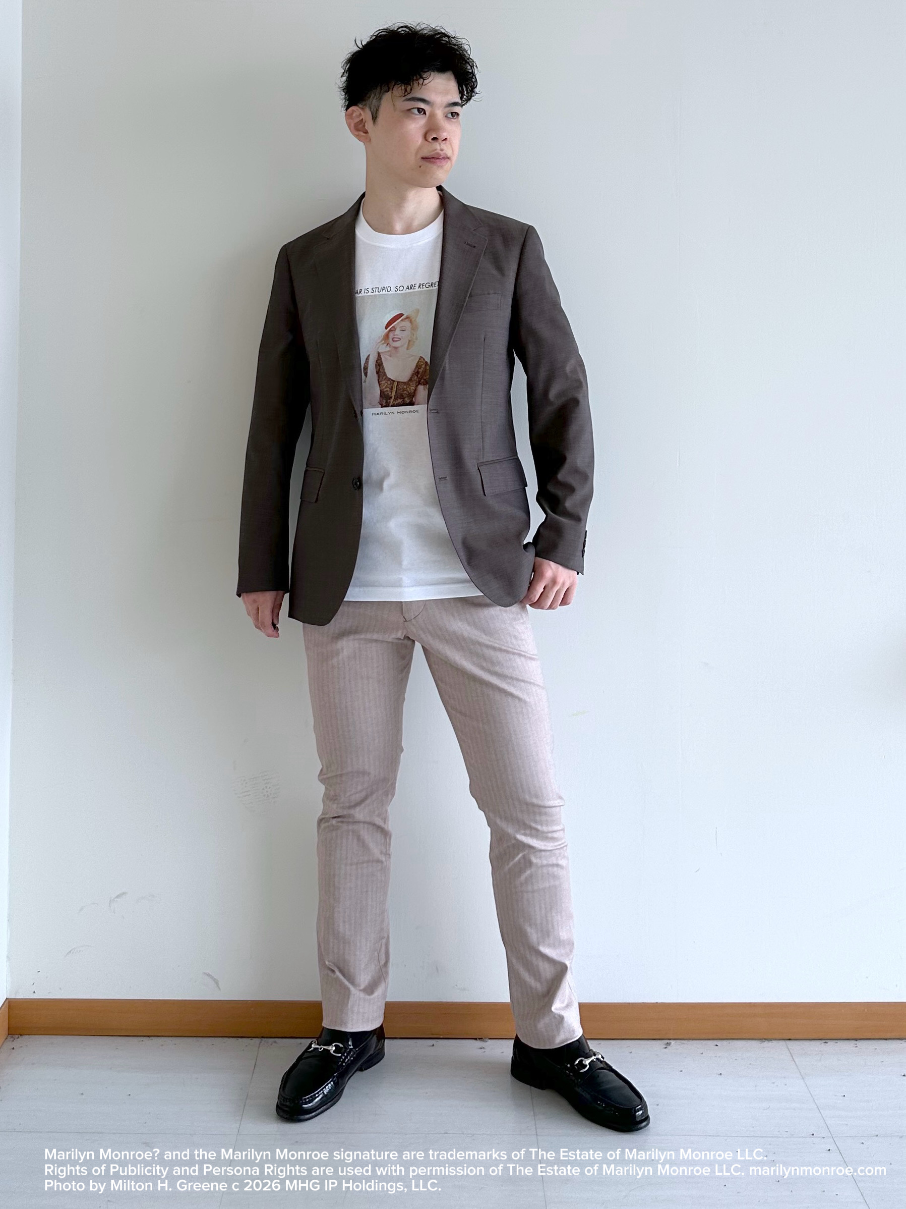 イッシーさんの「TAKEO KIKUCHI｜【BOWLER HAT LABEL】トロピカルシャンブレージャケット」を使ったコーディネート