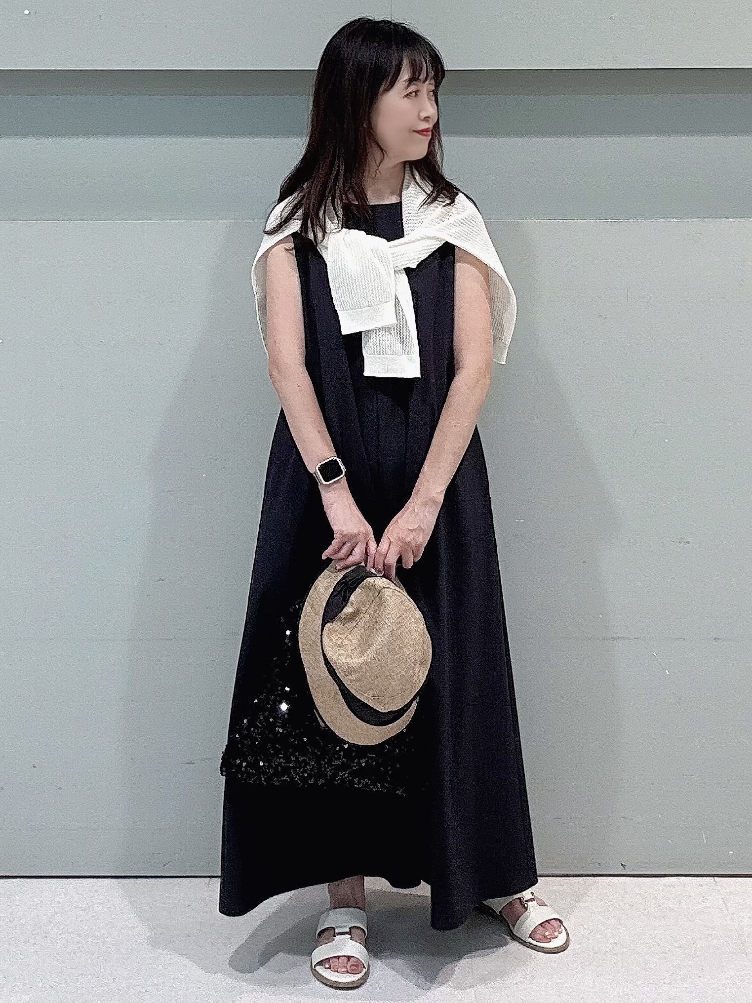 makiさんの「UNTITLED｜【残暑も快適/接触冷感/UVカット/吸水速乾】Aラインロングワンピース」を使ったコーディネート