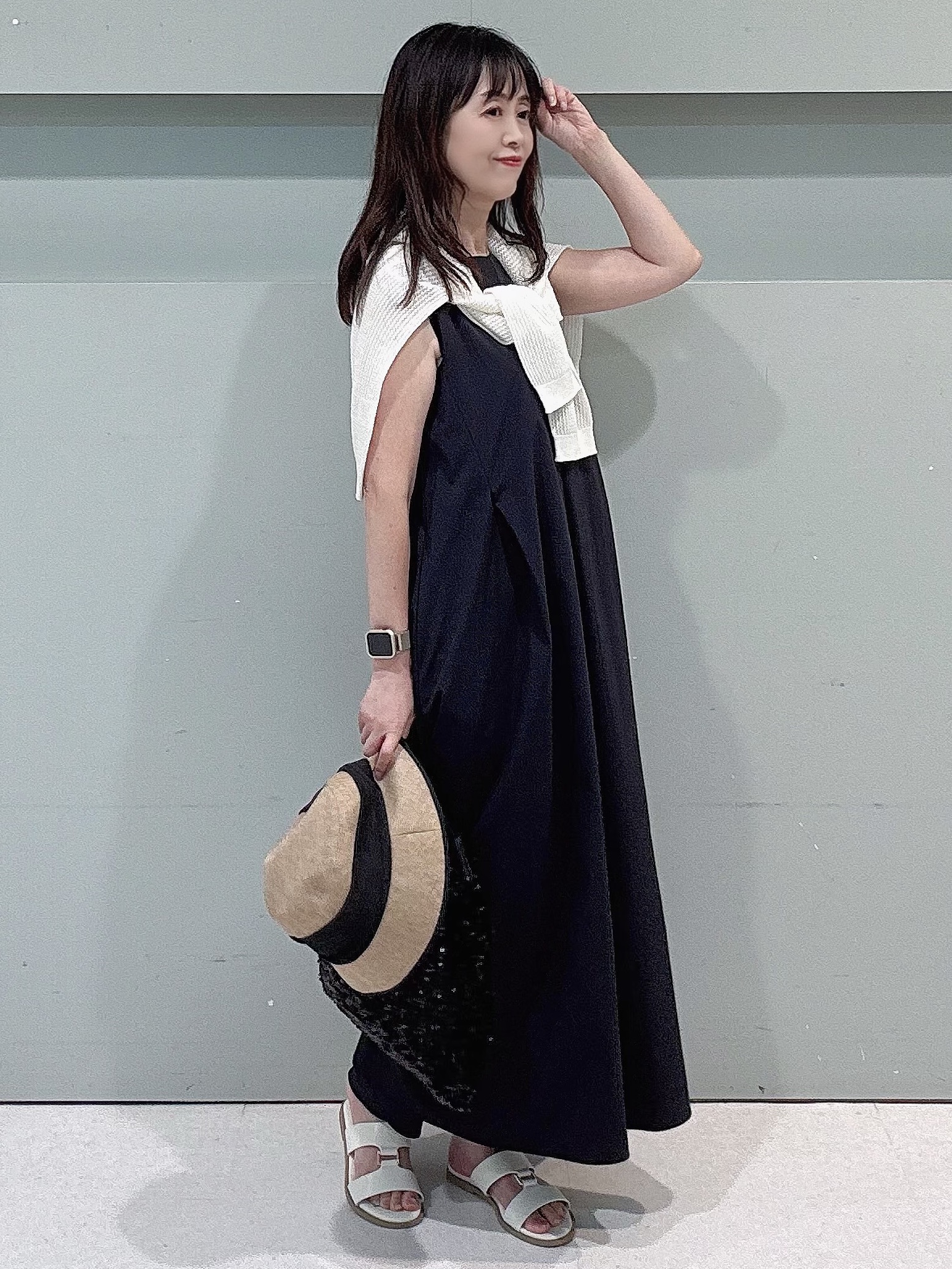 makiさんの「UNTITLED｜【残暑も快適/接触冷感/UVカット/吸水速乾】Aラインロングワンピース」を使ったコーディネート