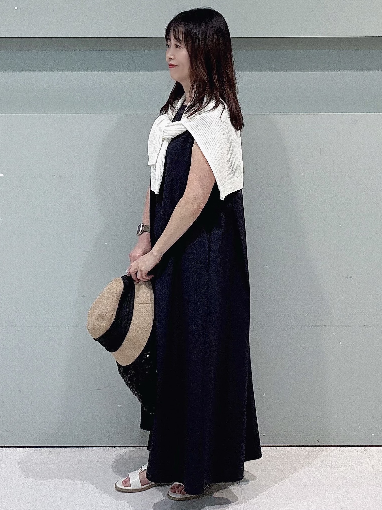 makiさんの「UNTITLED｜【残暑も快適/接触冷感/UVカット/吸水速乾】Aラインロングワンピース」を使ったコーディネート