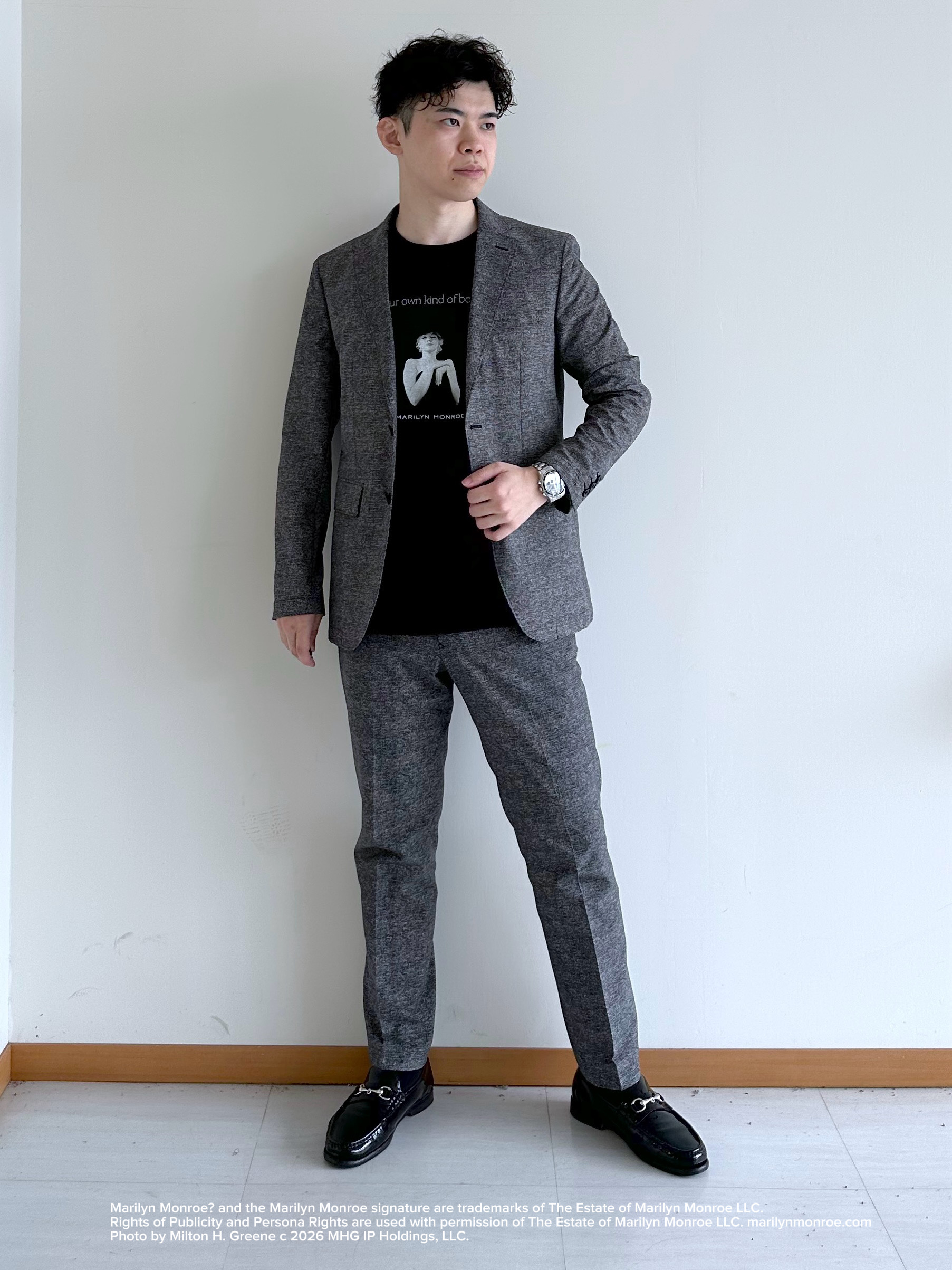 イッシーさんの「TAKEO KIKUCHI｜【抗菌防臭】COOL DOTS（R）ドビープリント ジャケット」を使ったコーディネート