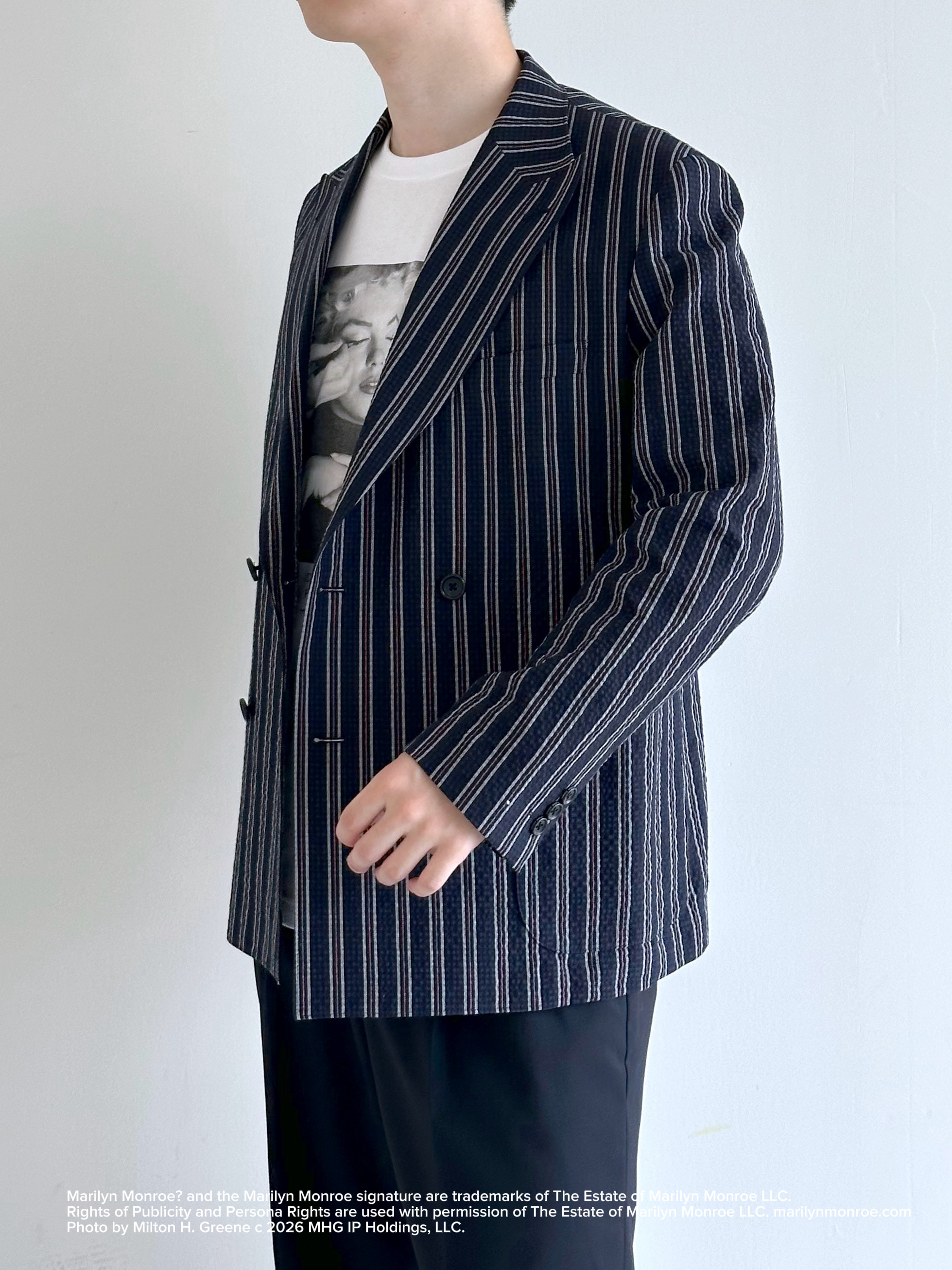 イッシーさんの「TAKEO KIKUCHI｜【BOWLER HAT LABEL】サッカーストライプ ダブルジャケット」を使ったコーディネート